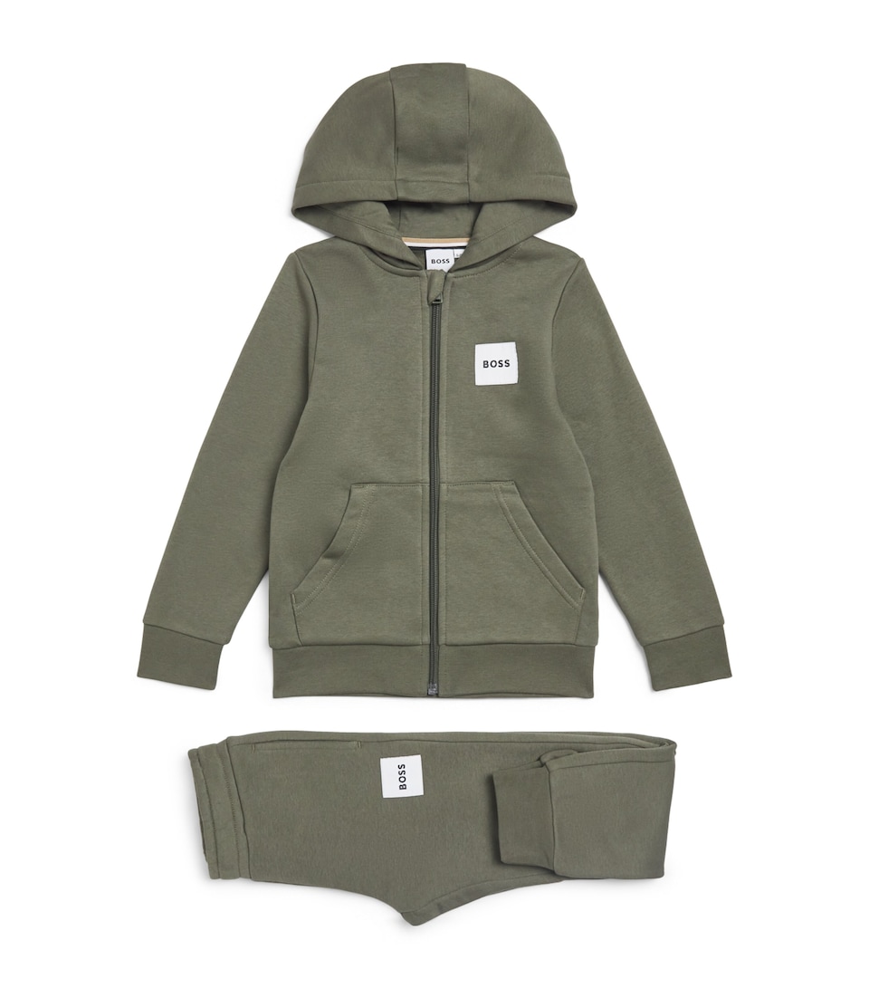 BOSS Kidswear Cotton-Blend Hoodie and Sweatpants Set (4-16 Years) Olive Night
