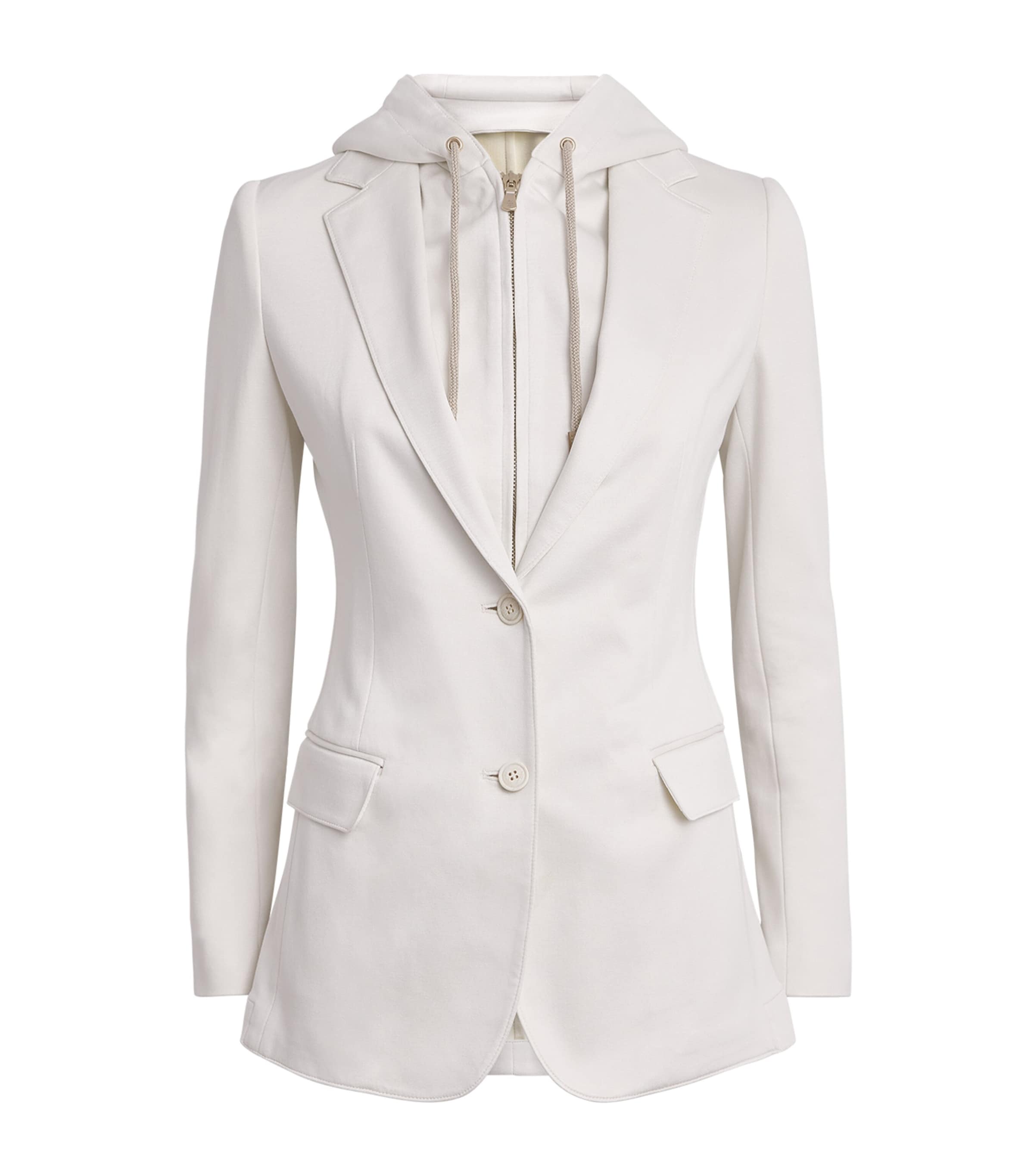 Eleventy Womens Cotton-Blend Hooded Blazer Avorio
