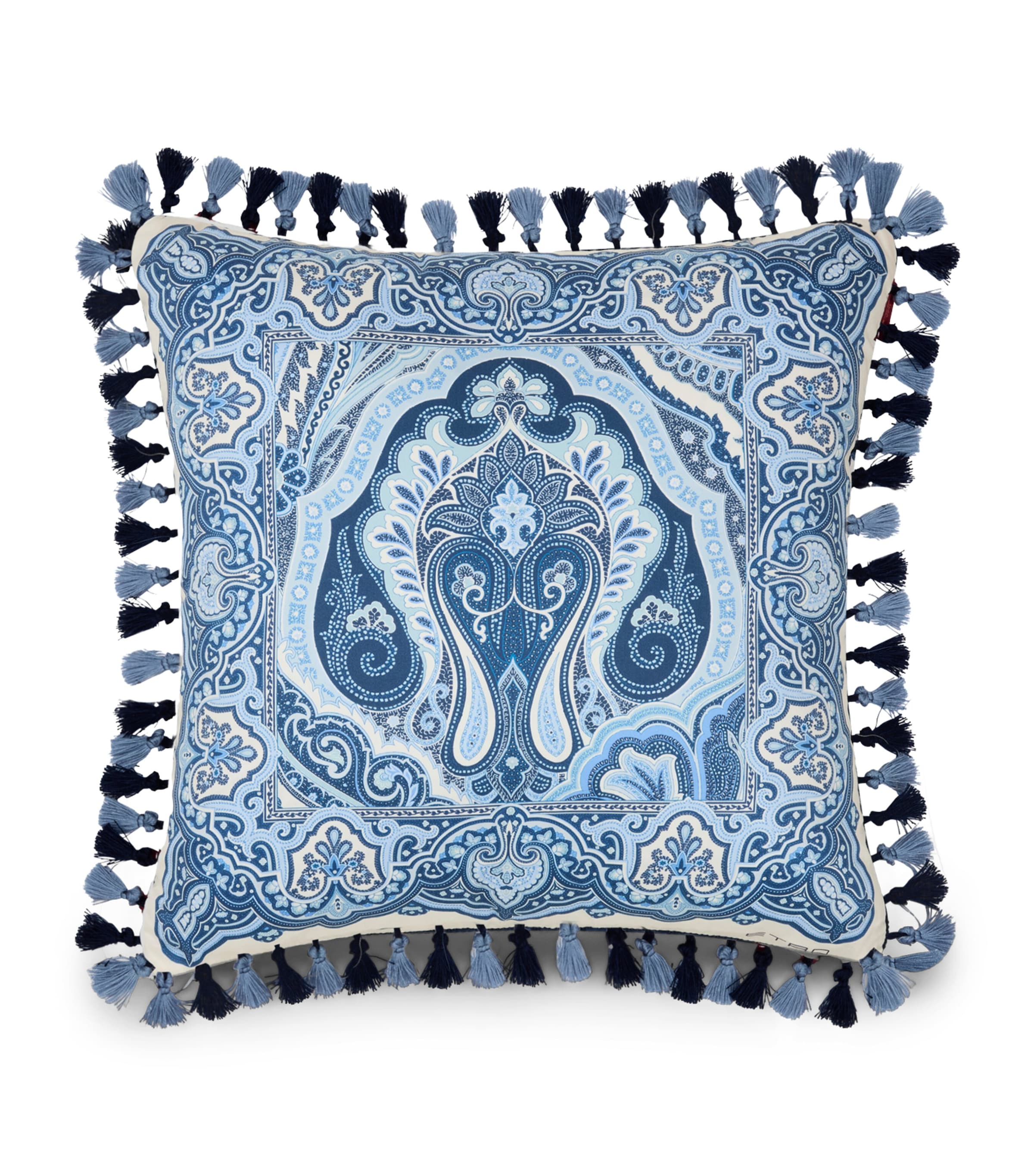 Etro Tassel-Trim Hoa Cushion (45cm x 45cm) Print On Blue Base