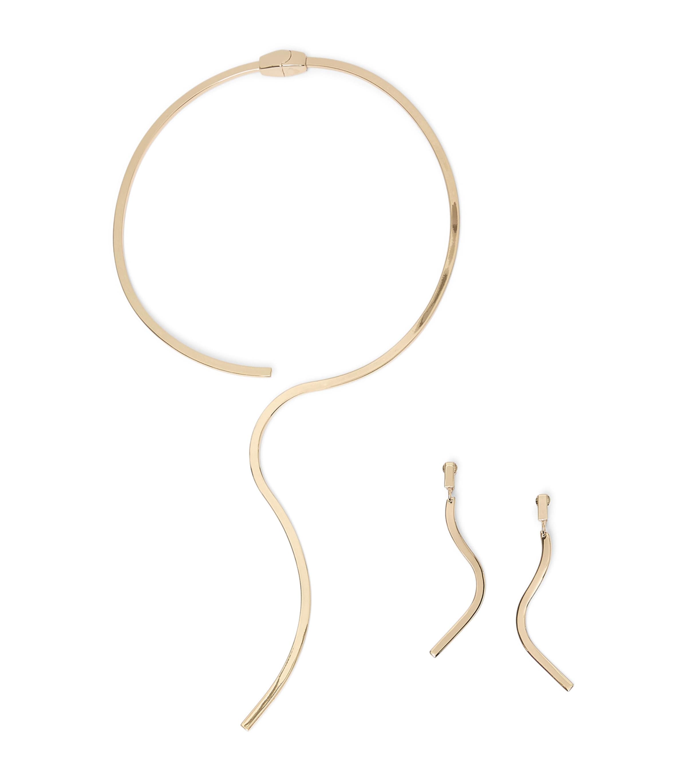 Marina Rinaldi Necklace and Clip-On Earring Set Gold