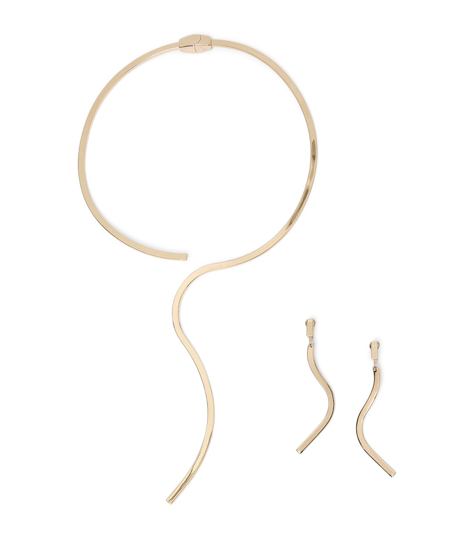 Marina Rinaldi Necklace and Clip-On Earring Set Gold