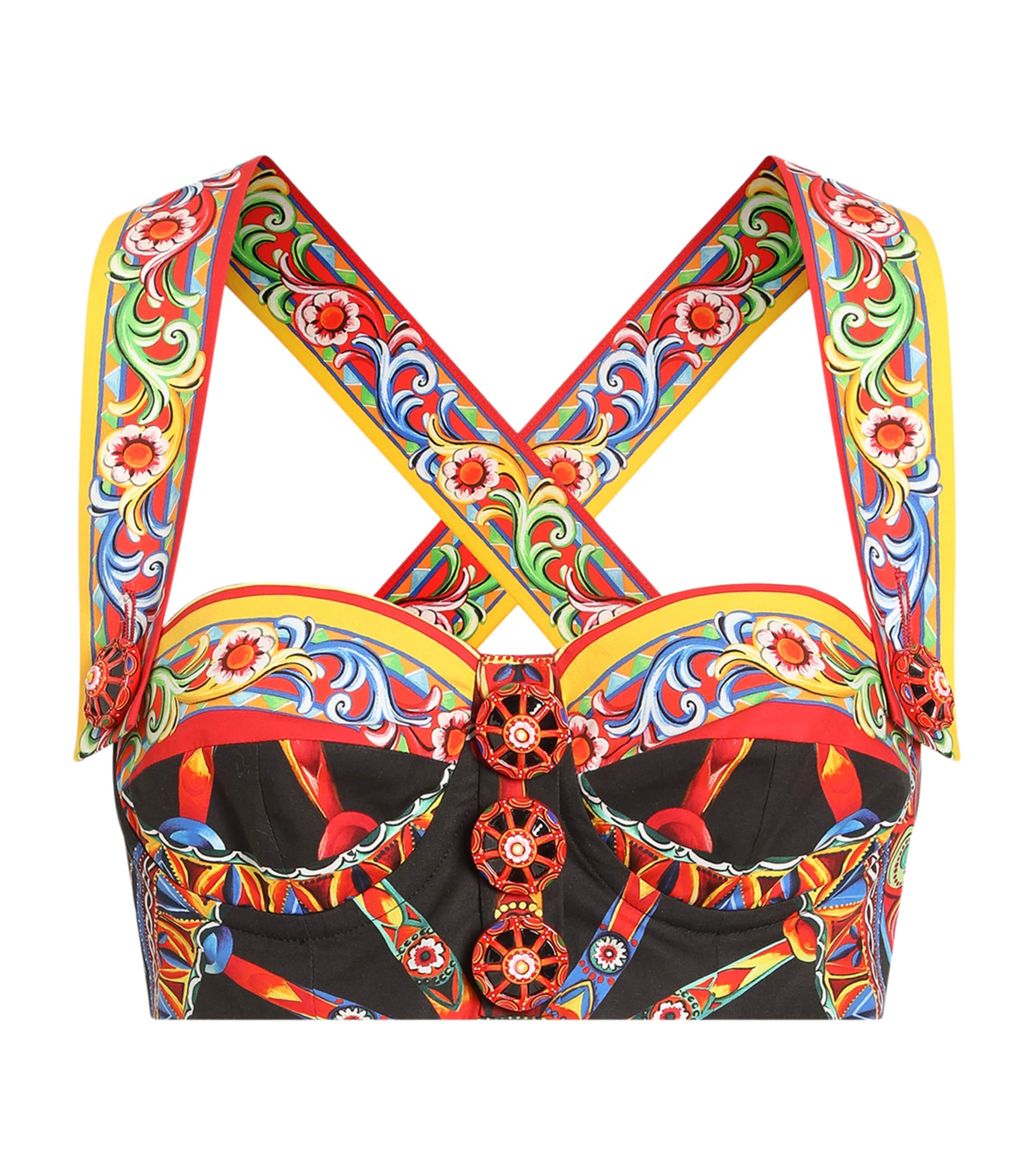Dolce&Gabbana Womens Carretto Print Crop Top Combined Colou