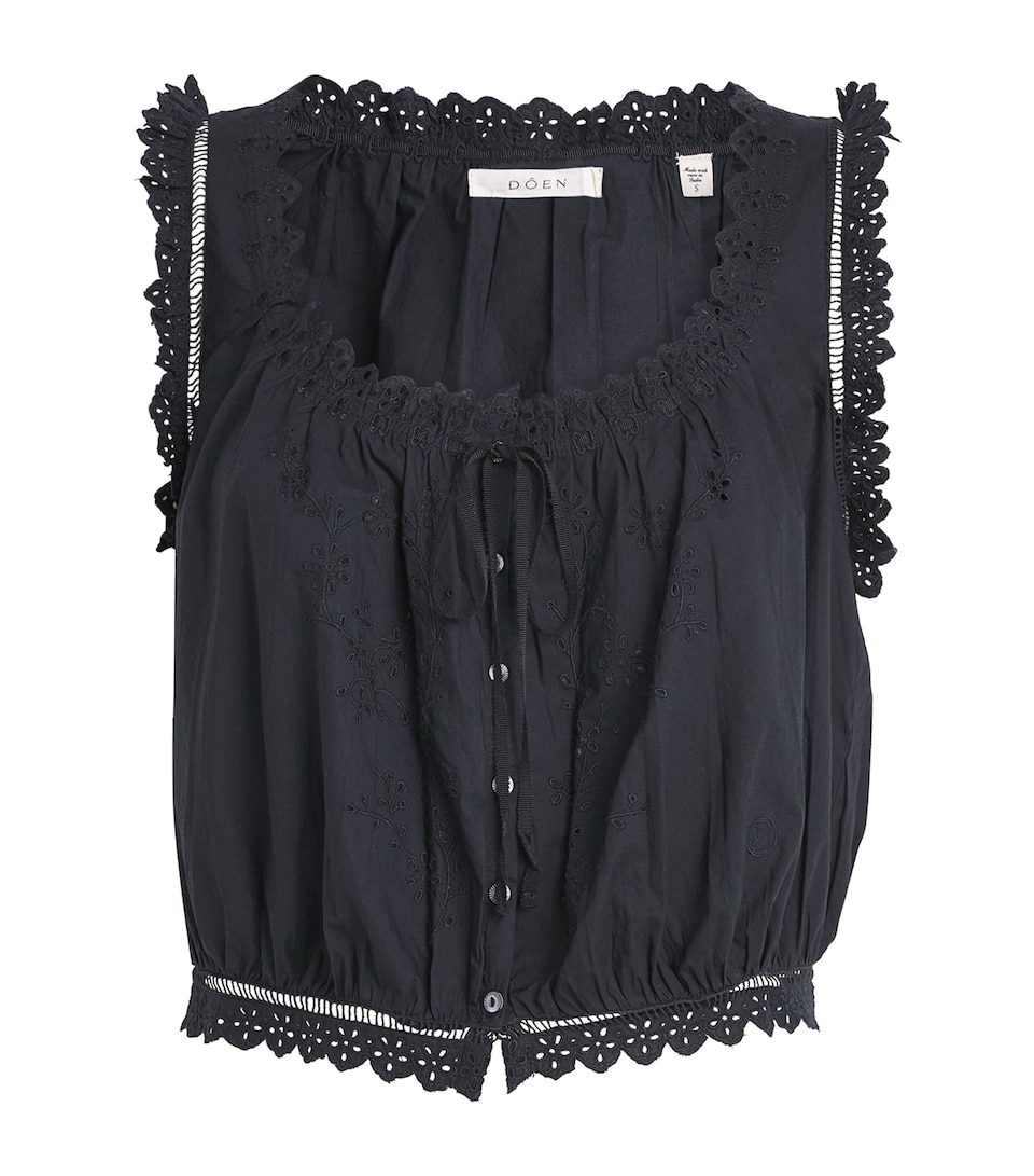DÔEN Womens Organic Cotton Traveler Blouse Black