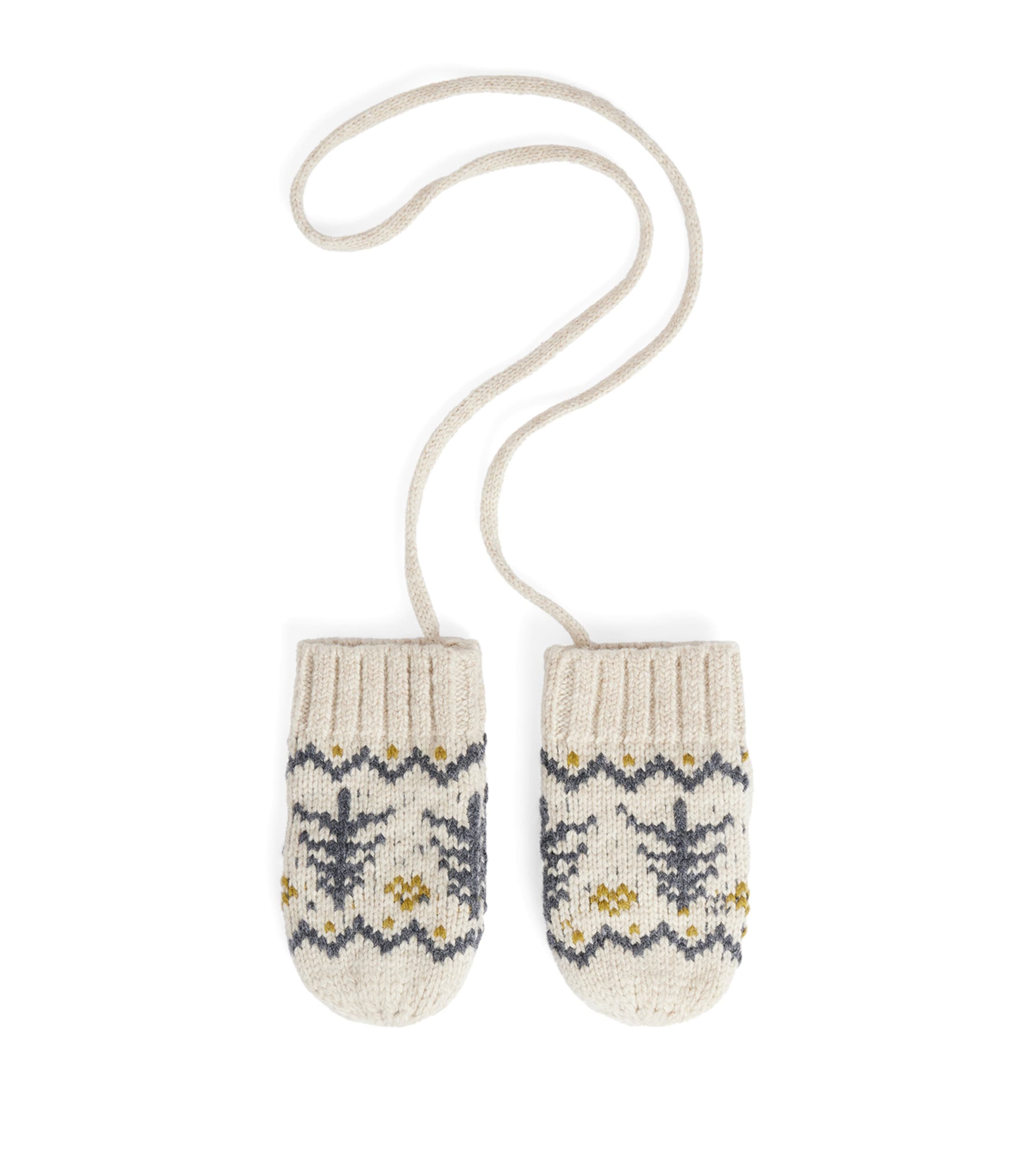 Bonpoint Wool-Cotton-Blend Mittens Ficelle Chine