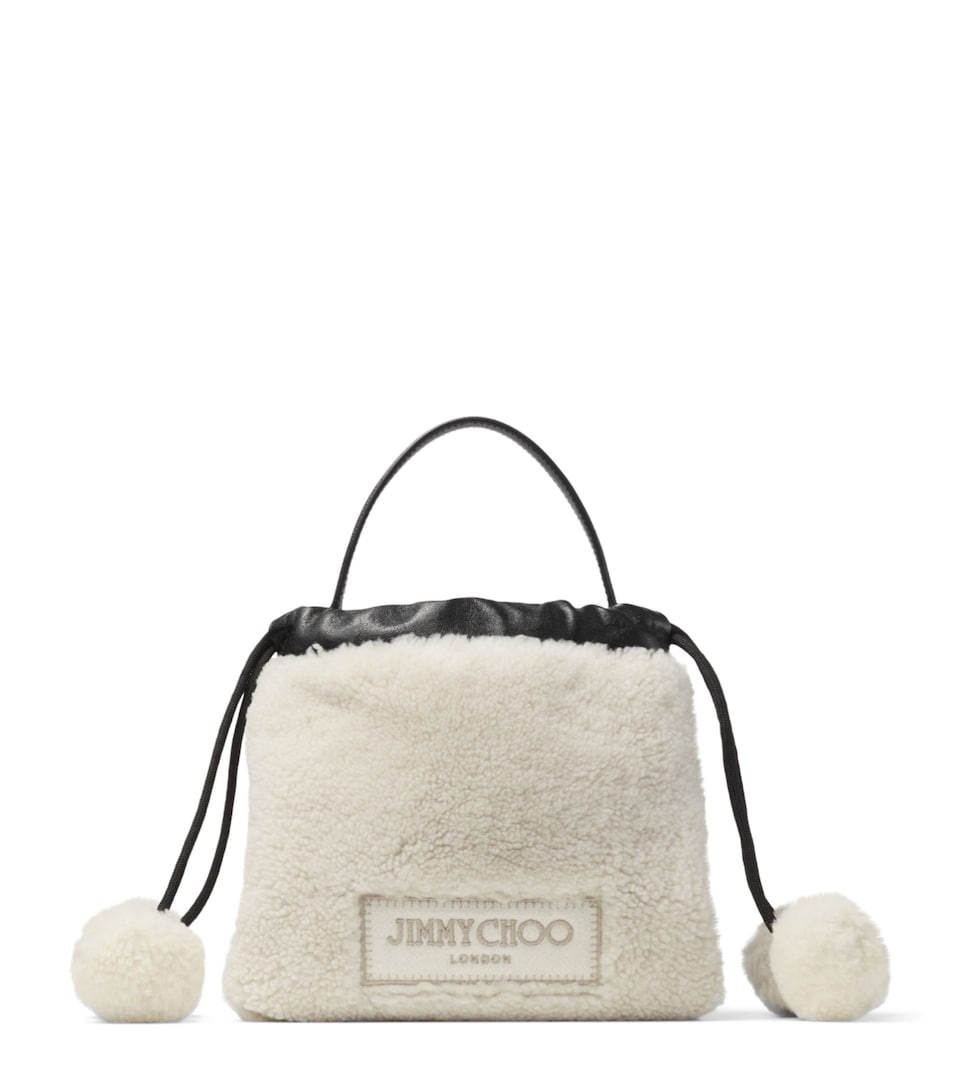 Jimmy Choo Shearling Drawstring Mini Bag Natural/black/light