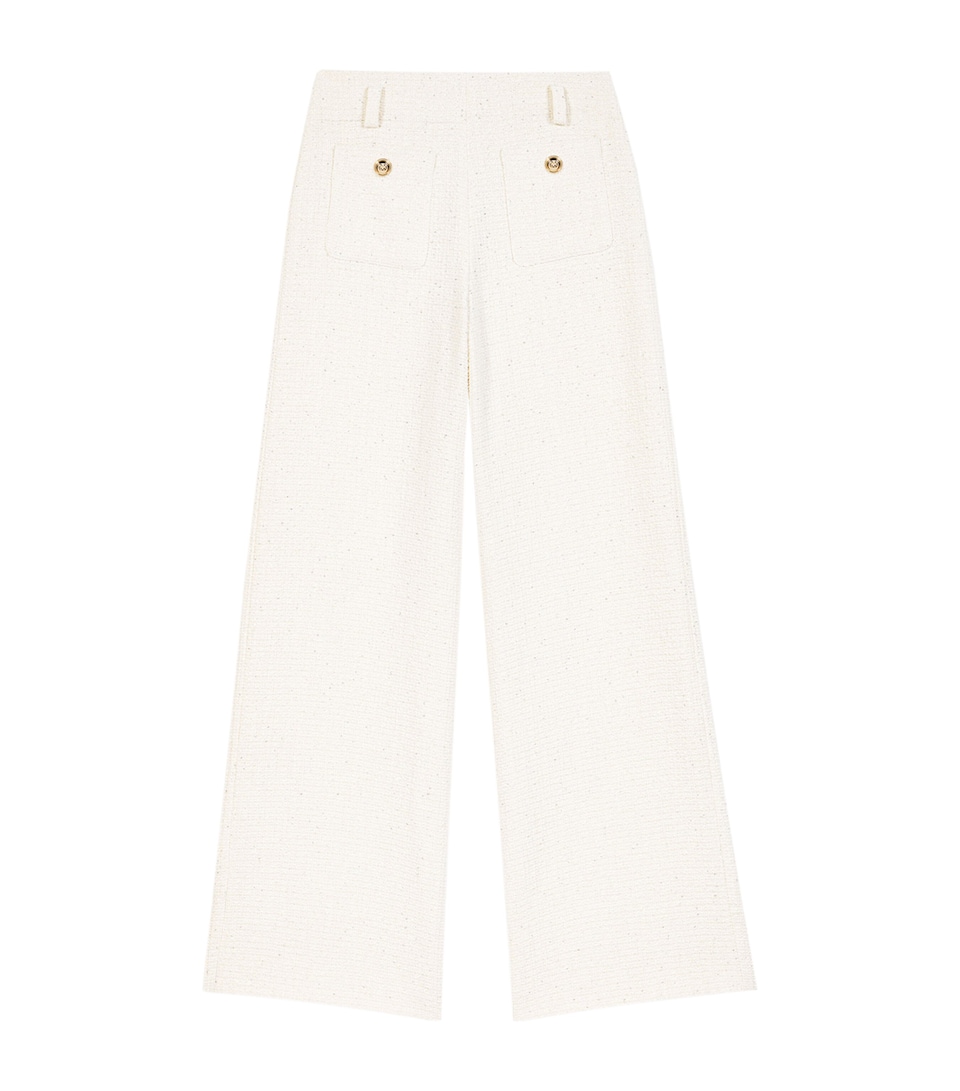 Maje Womens Tweed Wide-Leg Trousers Ecru