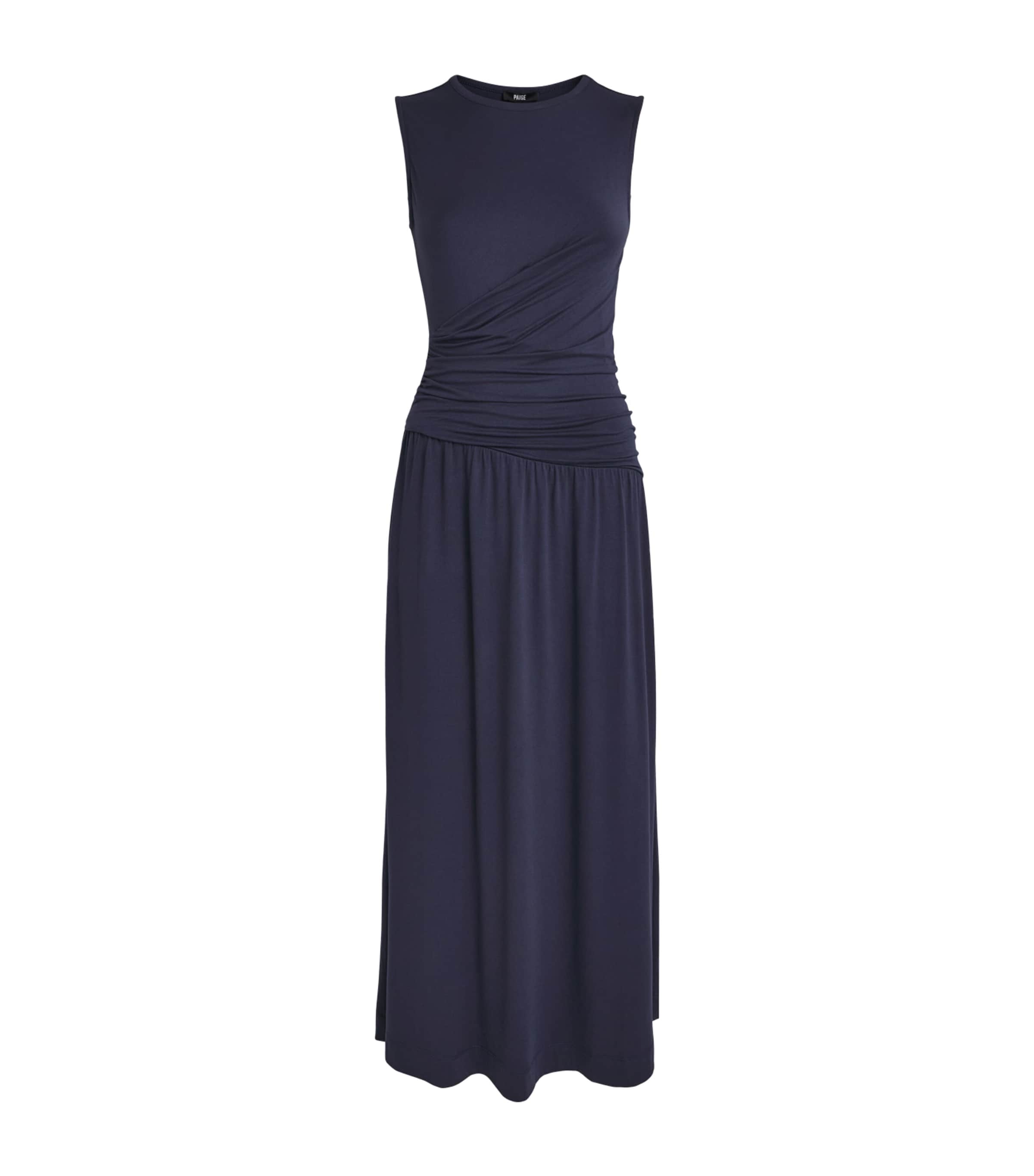 PAIGE Womens Draped Bonita Midi Dress Pacific Blue