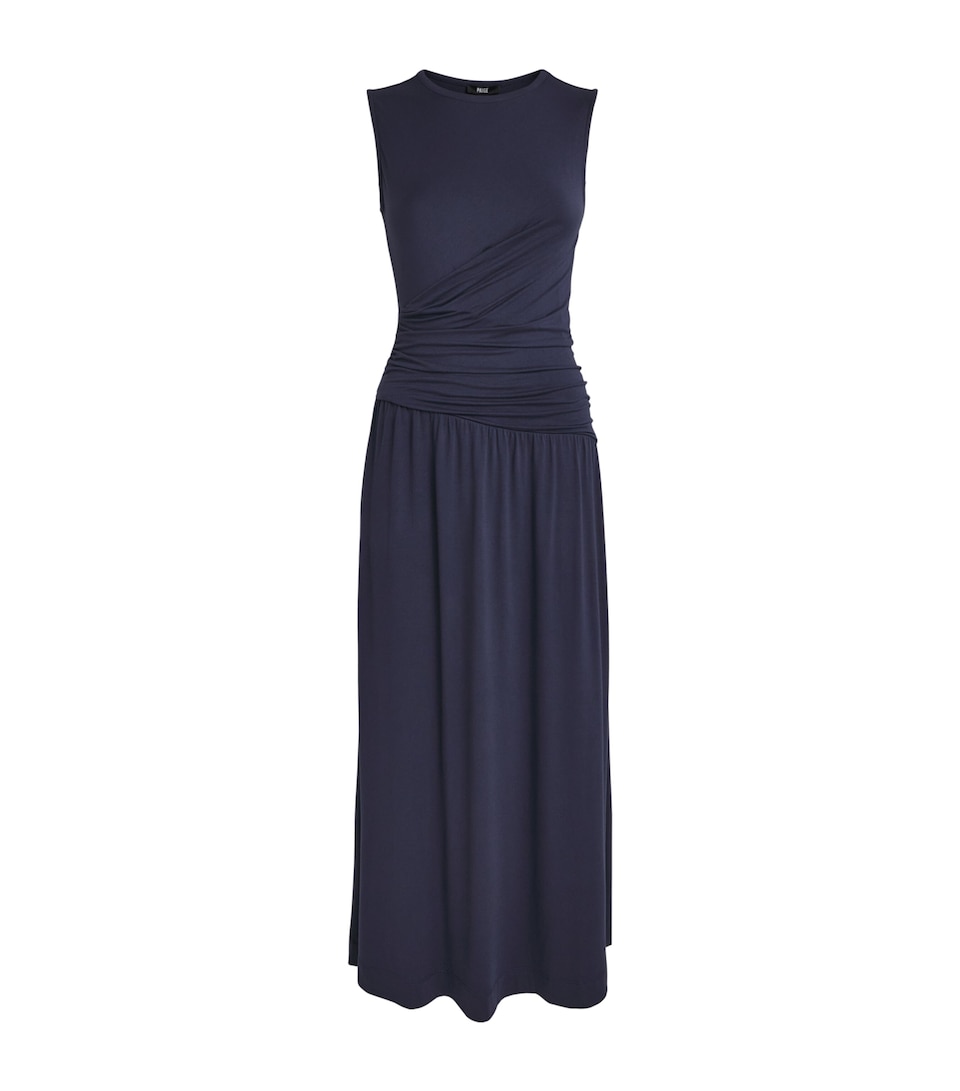 PAIGE Womens Draped Bonita Midi Dress Pacific Blue