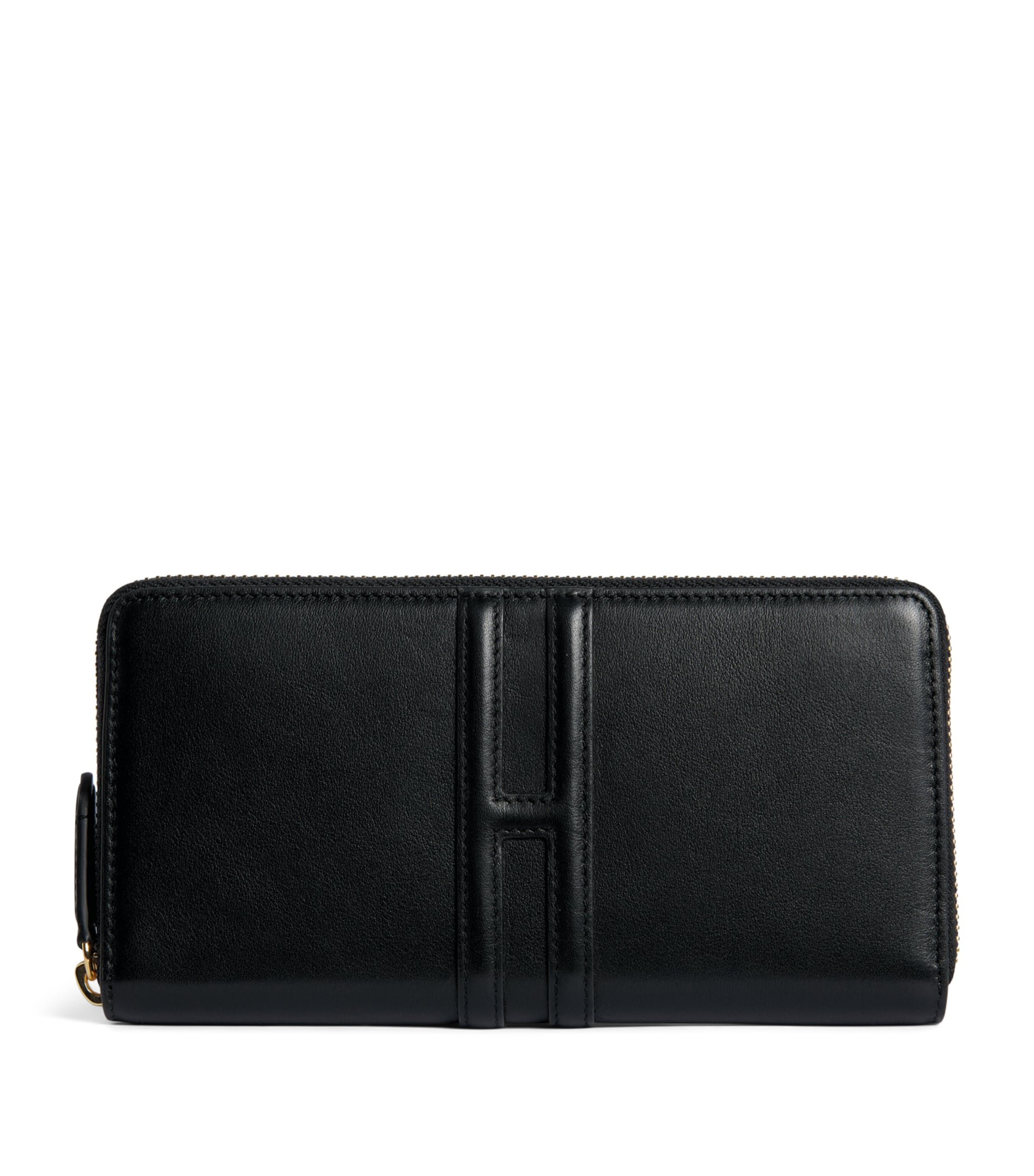 Harrods Large Leather Zip-Around Wallet Black