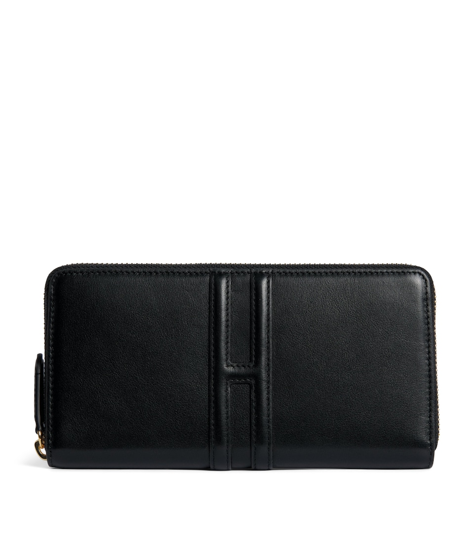 Harrods Large Leather Zip-Around Wallet Black