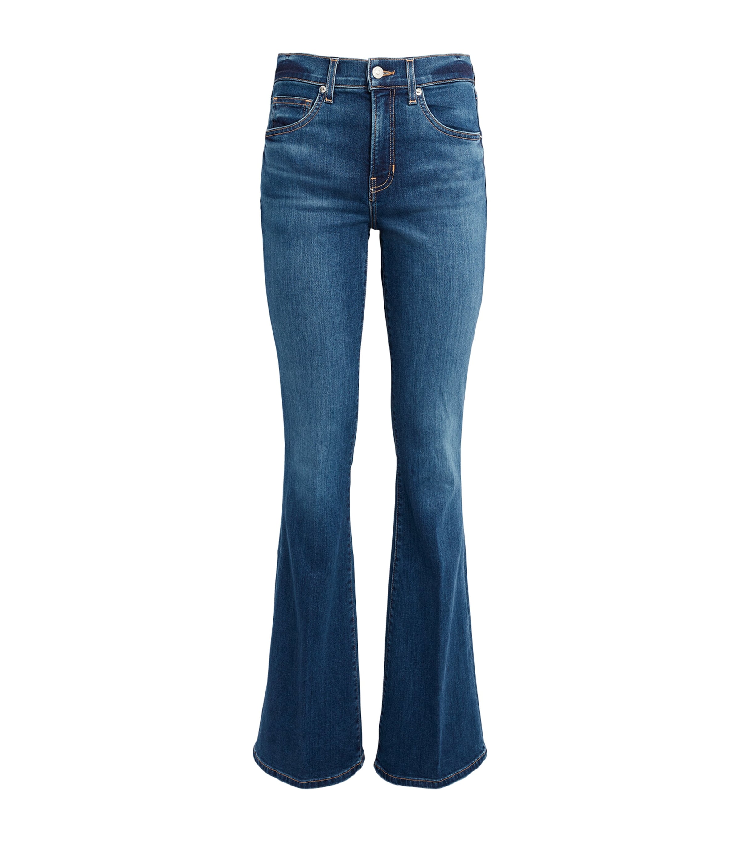 Veronica Beard Womens Beverly High-Rise Flared Jeans Bright Blue