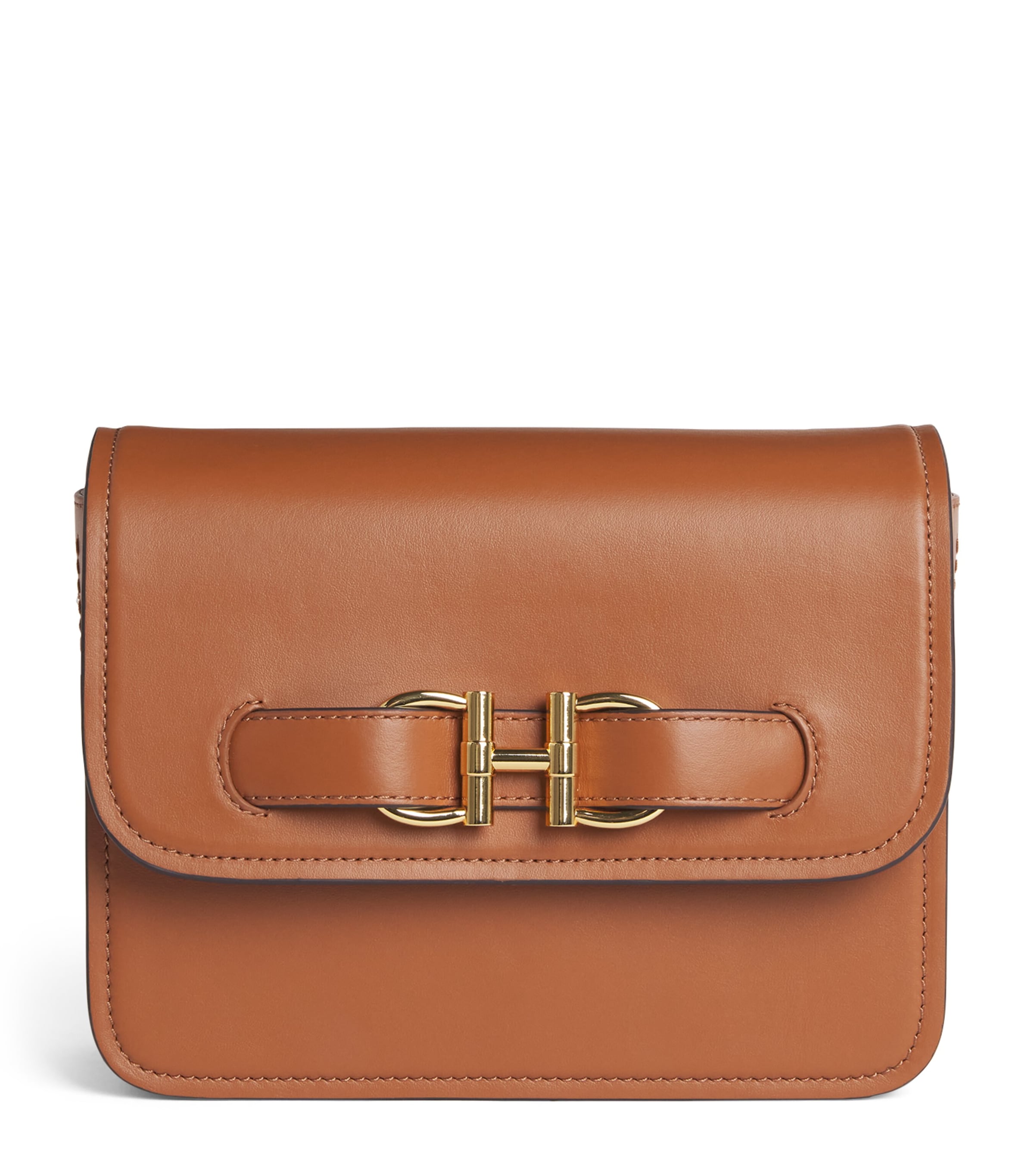 Harrods Leather Snaffle Cross-Body Bag Tan