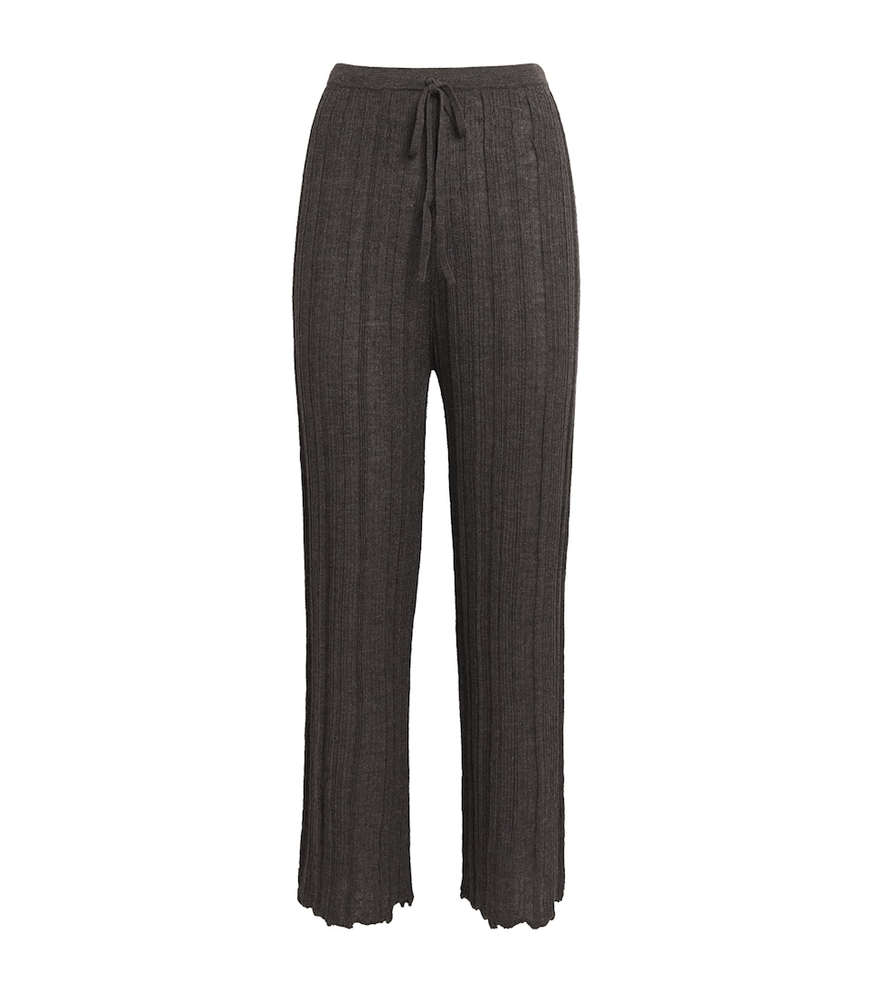 Alpaca-Silk-Wool Plissé Wide-Leg Trousers