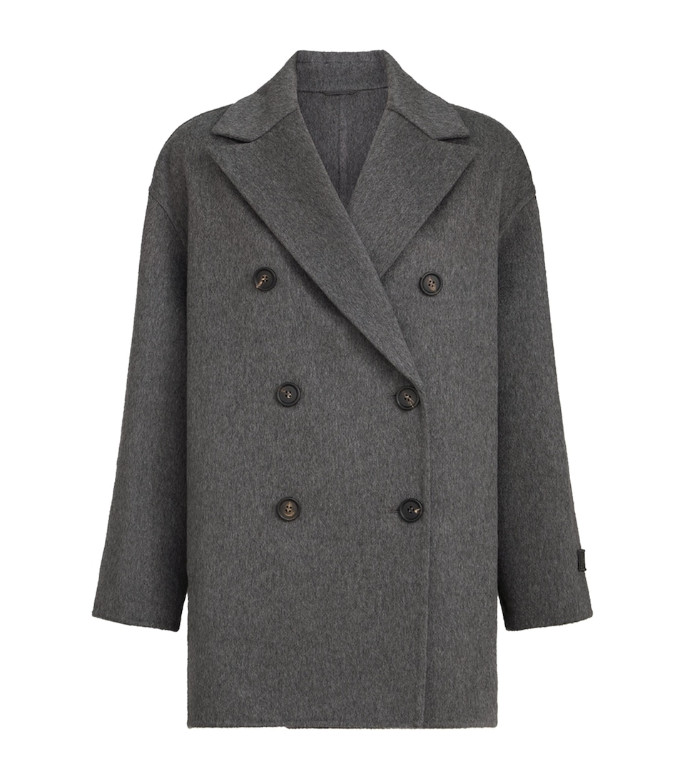 Brunello Cucinelli Womens Cashmere Beaver Pea Coat