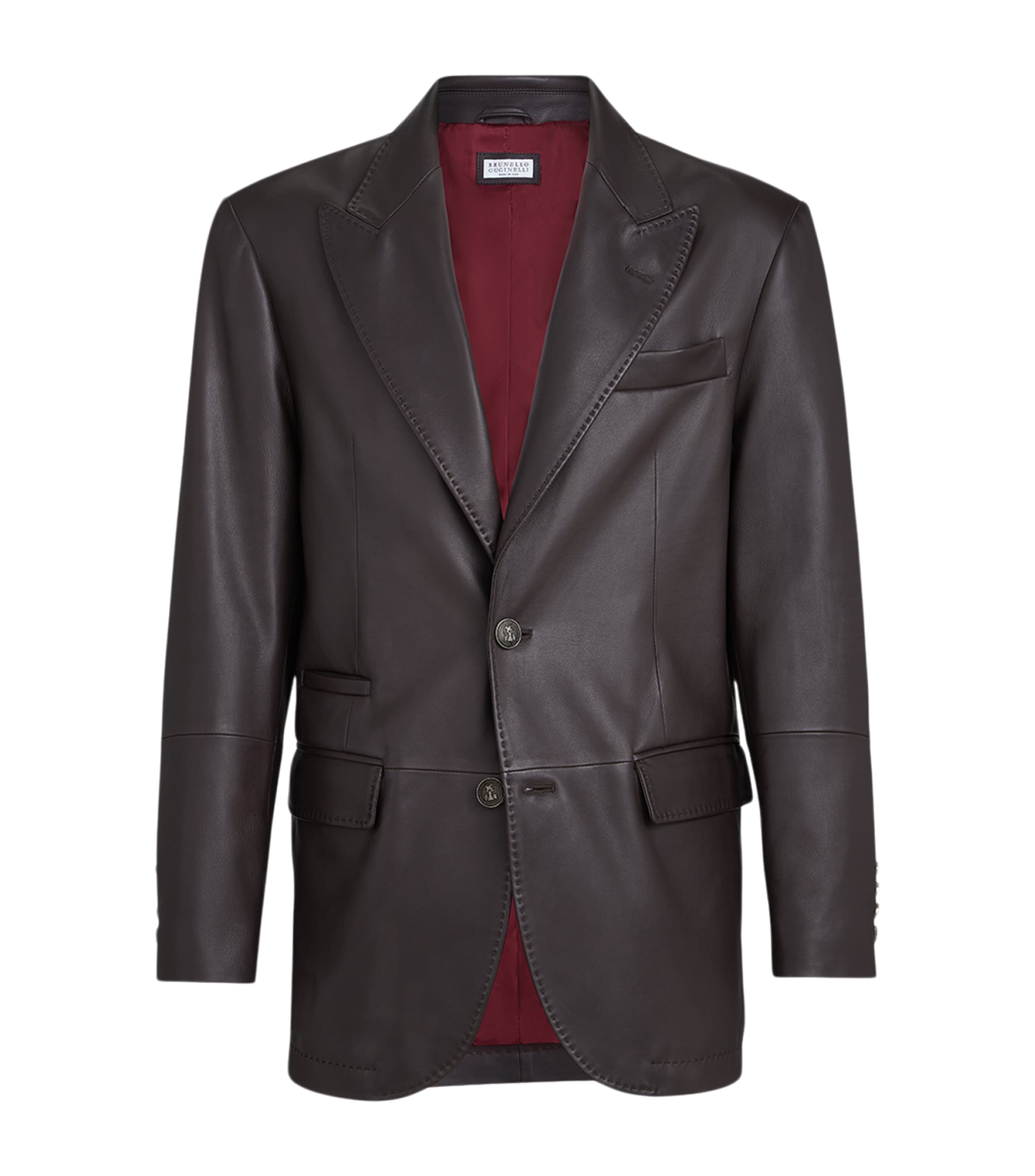 Leather Single-Breasted Blazer