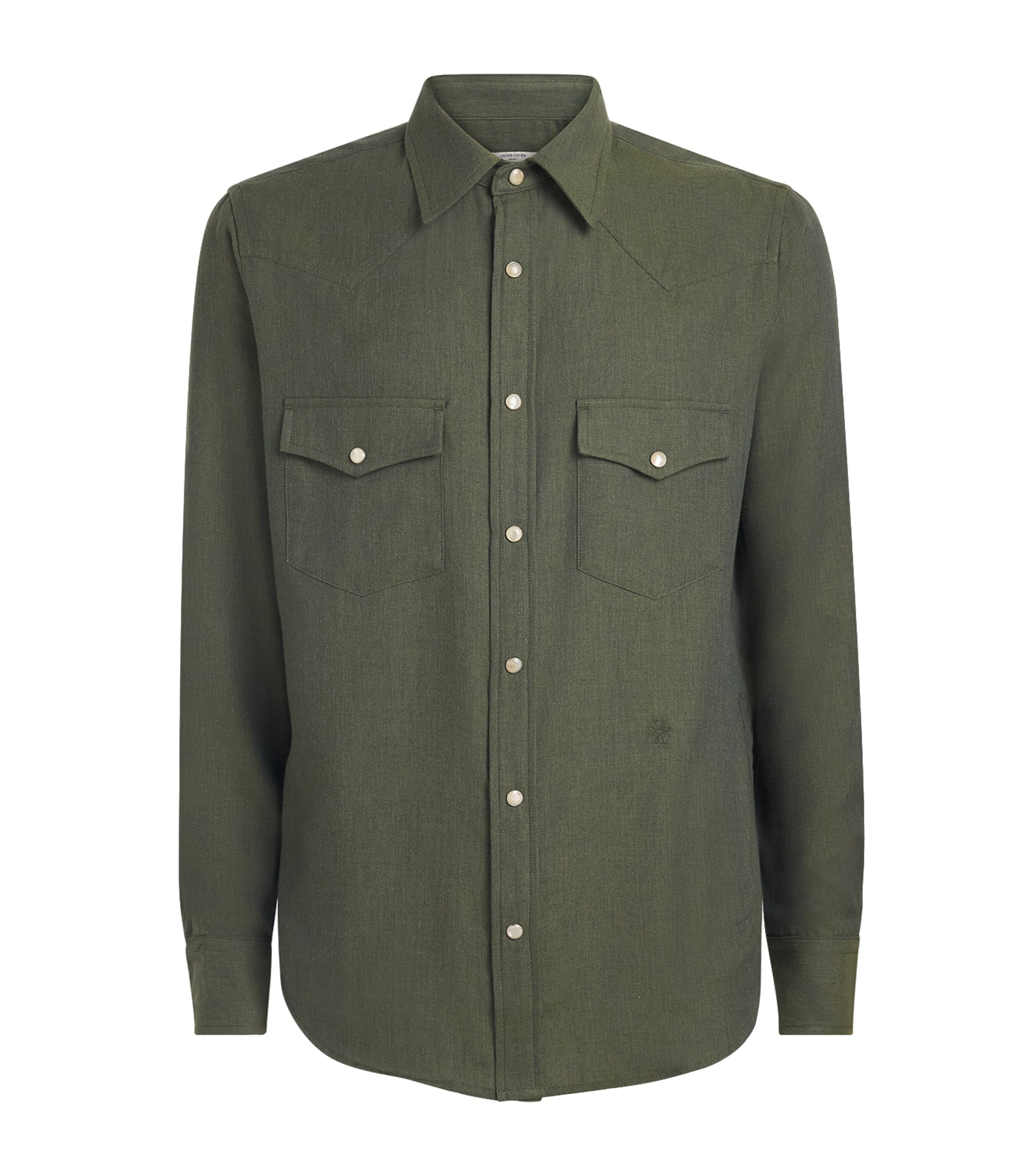 Jacob Cohën Mens Cotton-Cashmere Batavia Western Shirt Green