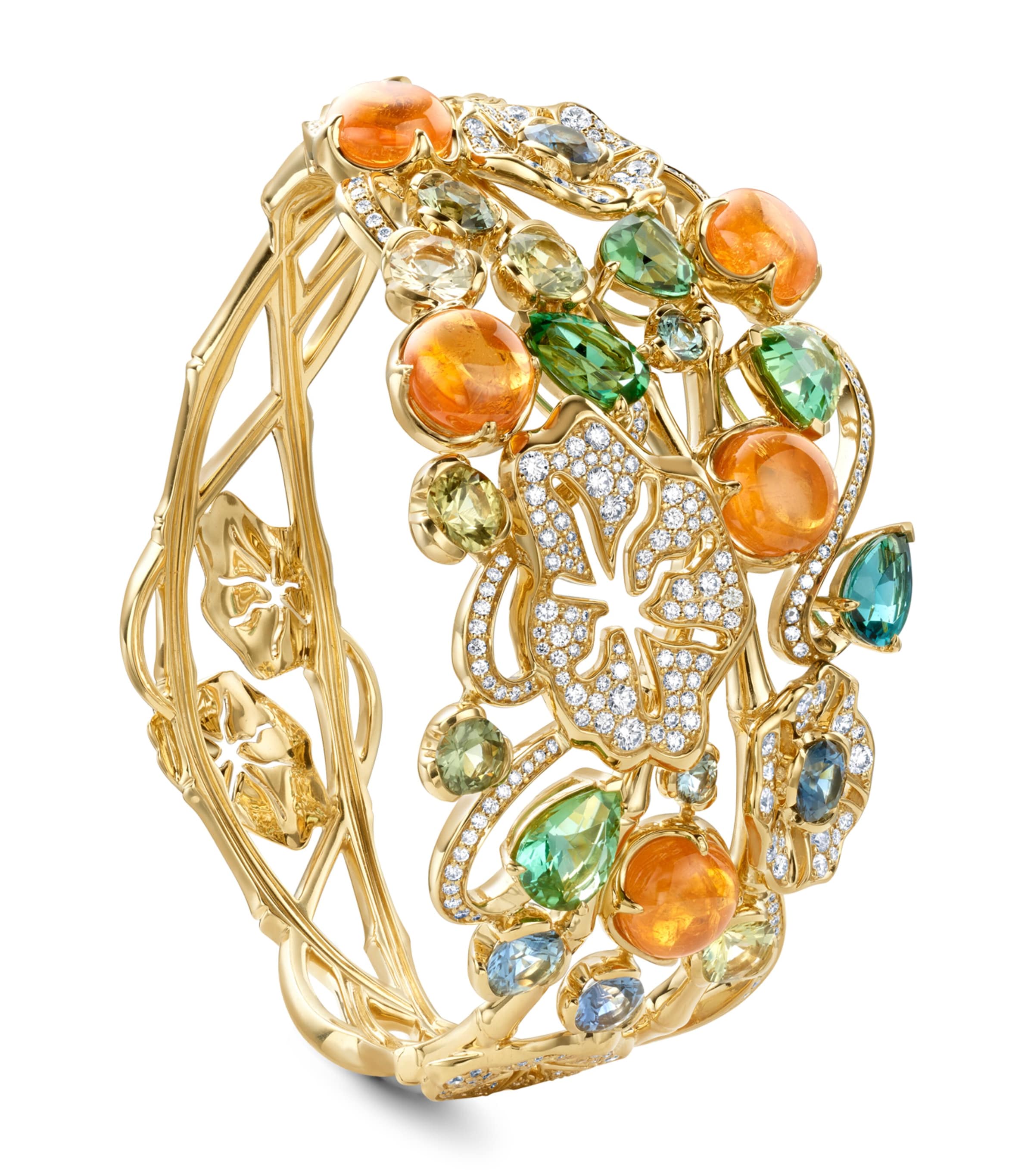 Boodles Yellow Gold, Diamond, Sapphire and Gemstone The Palace Collection Queen Charlotte’s Cottage Bangle Gold