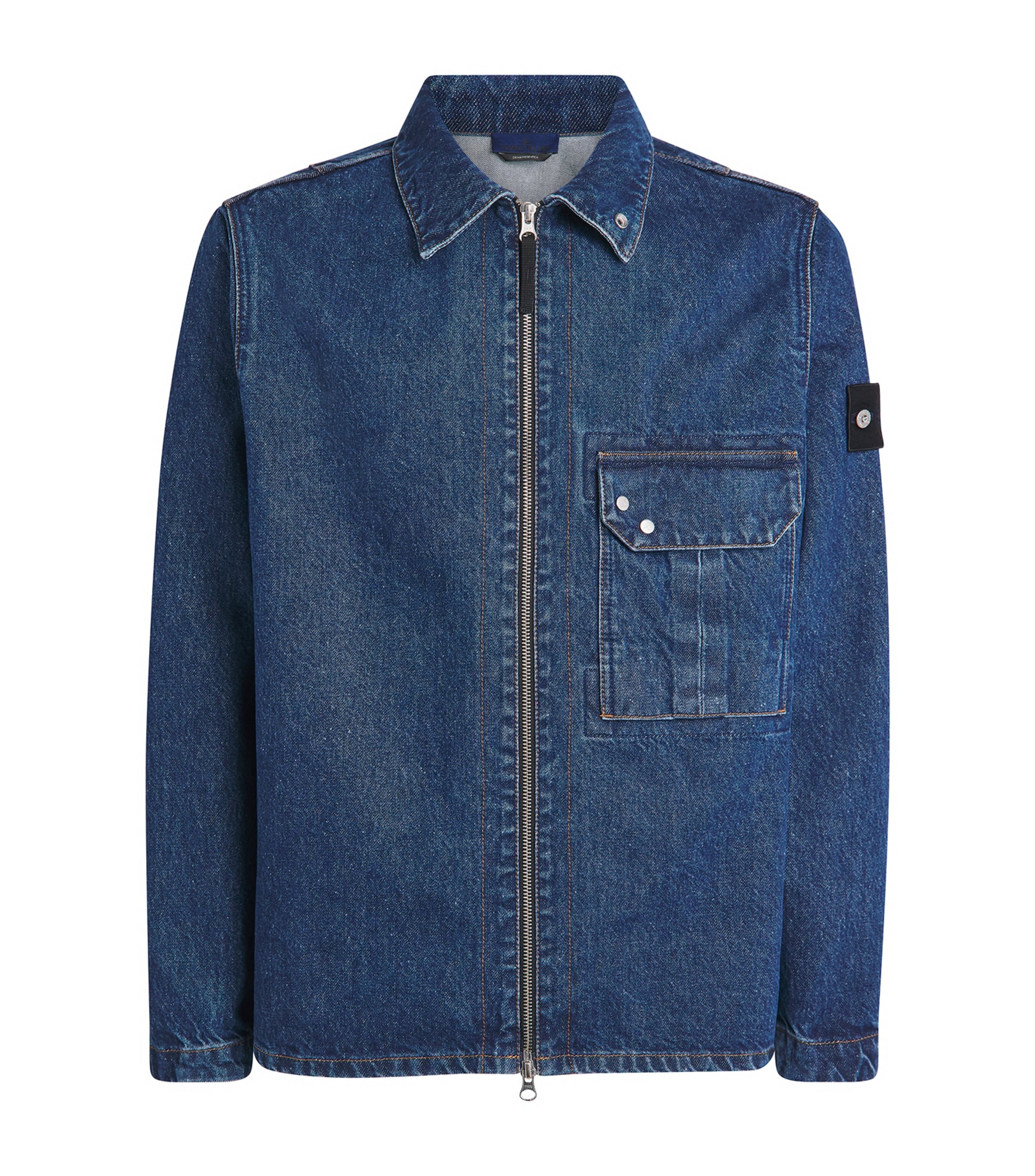 Stone Island Mens Denim Zip-Up Overshirt