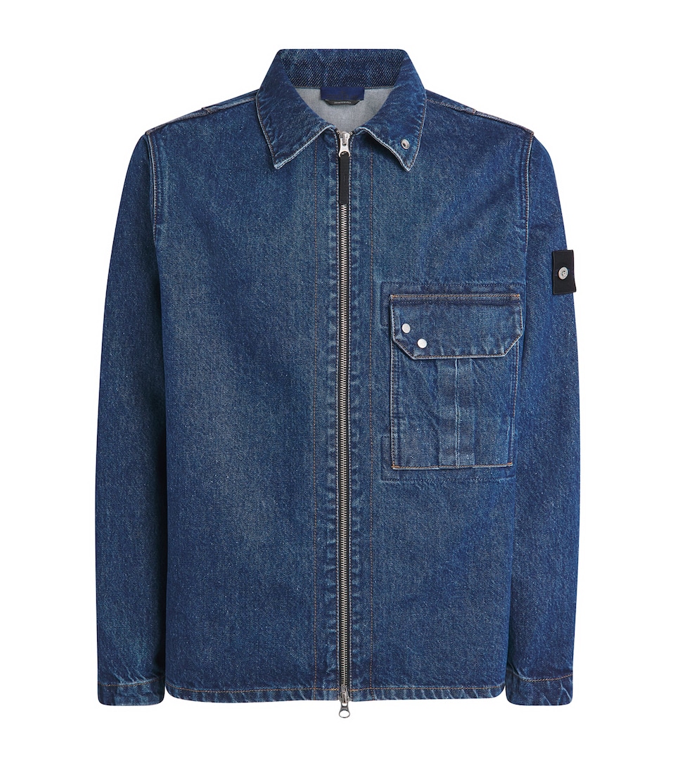 Stone Island Mens Denim Zip-Up Overshirt