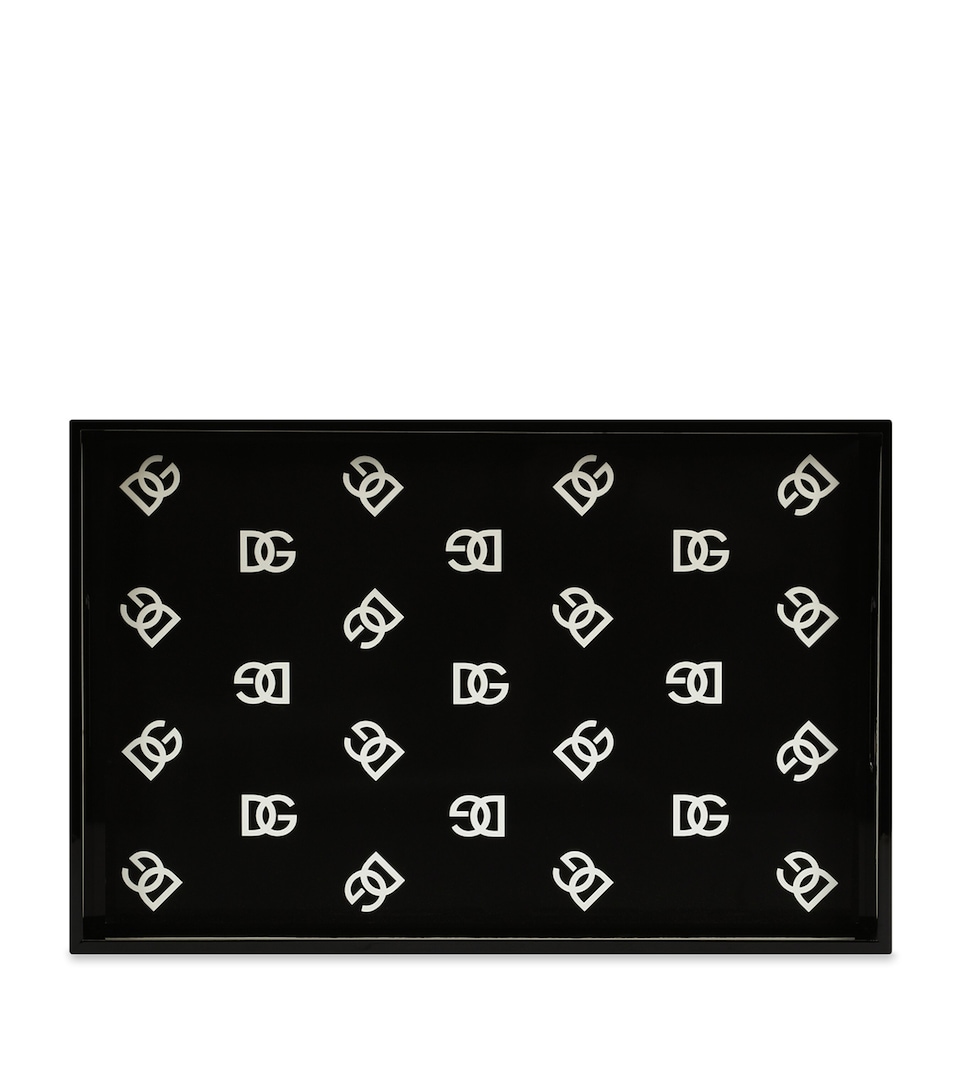Dolce&Gabbana Casa DG Millennials Logo Serving Tray (30cm x 46cm) Nero Dg Logo B