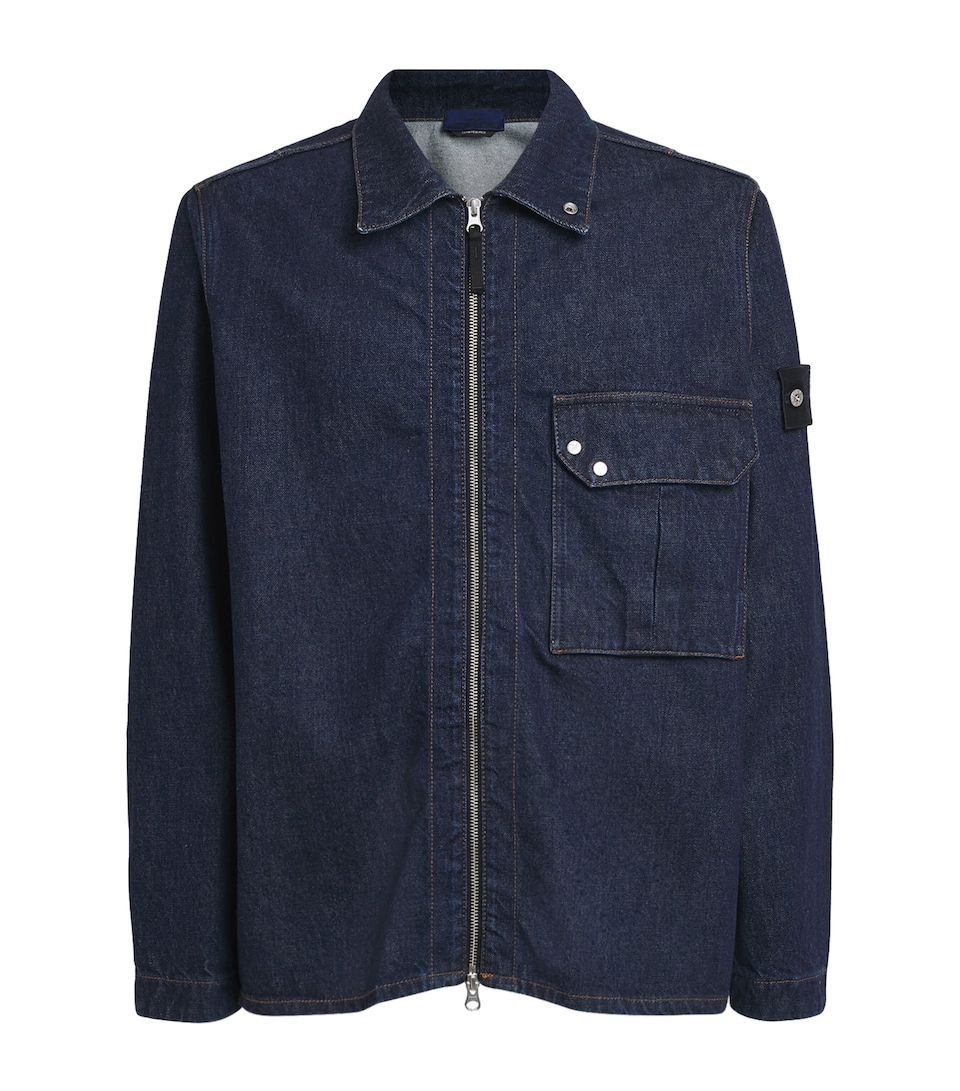 Stone Island Mens Zip-Up Denim Overshirt