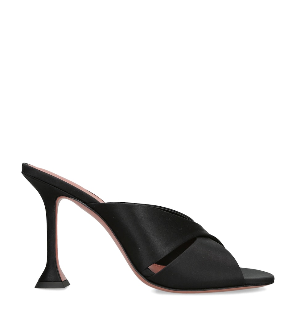 Amina Muaddi Embossed Satin Salma Heeled Mules 95 Black