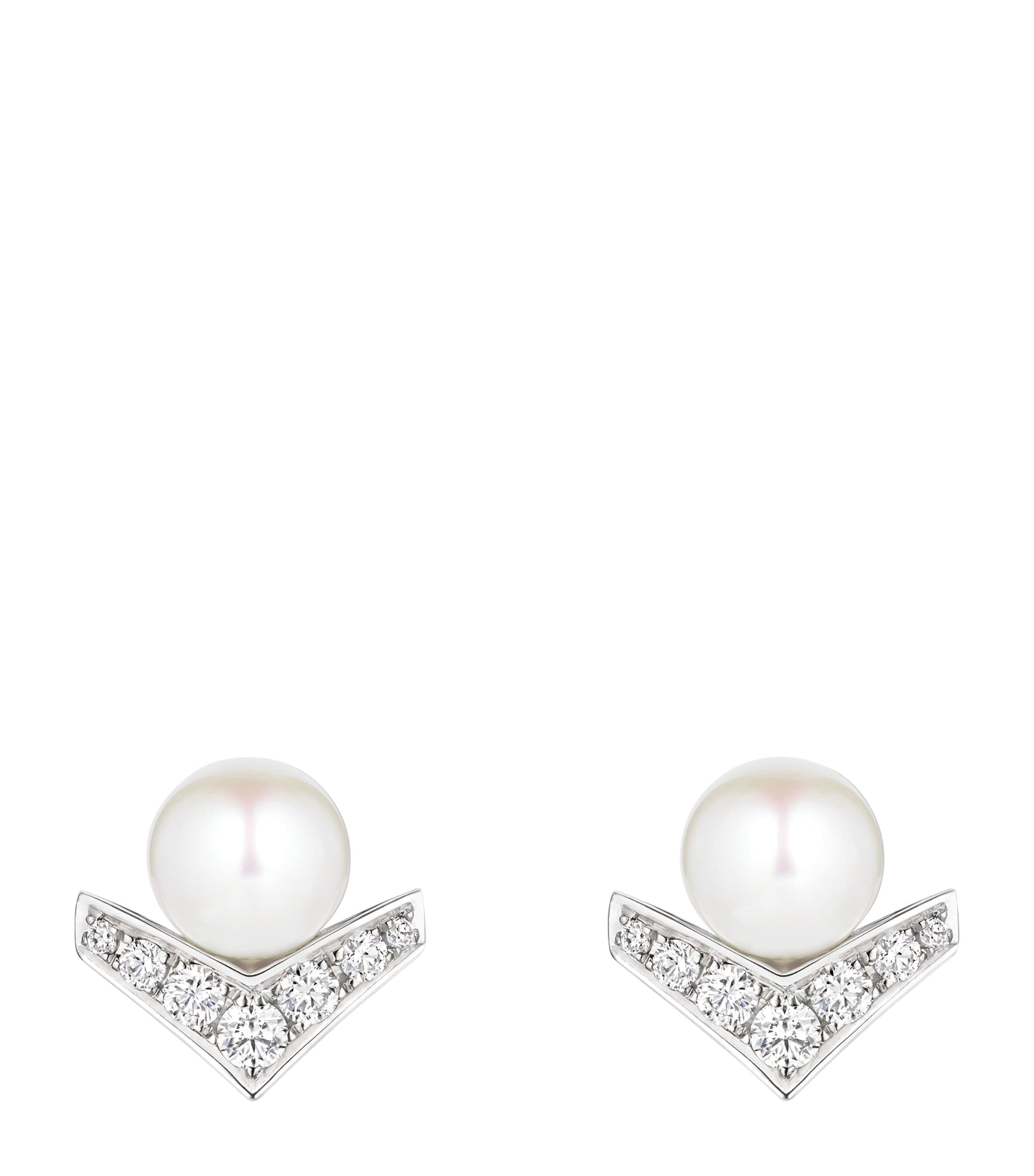 Chaumet White Gold, Diamond and Pearl Joséphine Aigrette Earrings White Gold