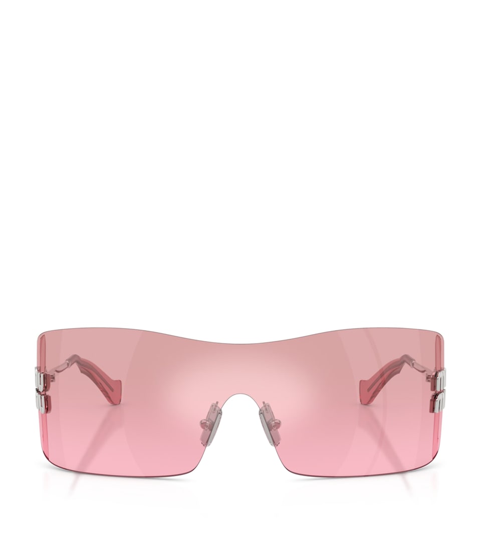 Miu Miu Rimless Shield Sunglasses Silver