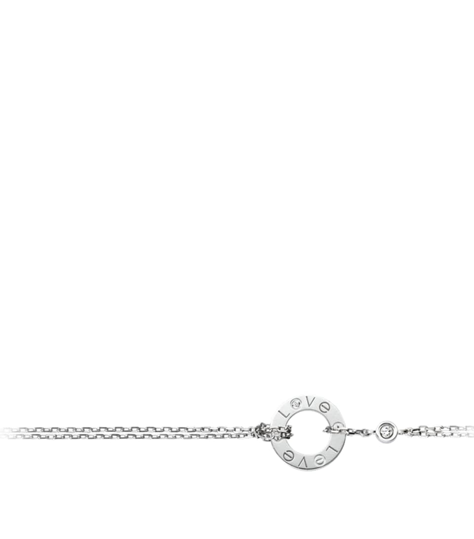 White Gold and Diamond LOVE Chain Bracelet