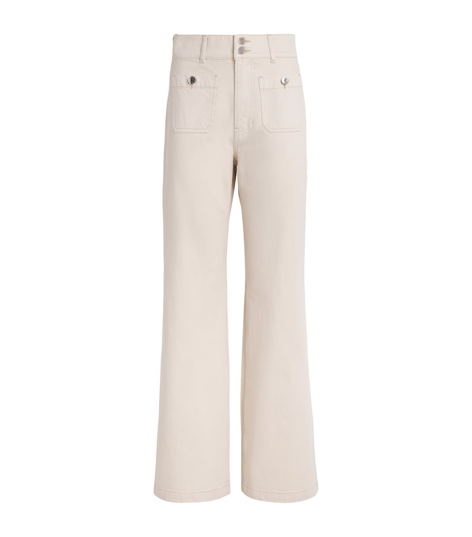 Veronica Beard Womens Taylor Wide-Leg Jeans Ecru
