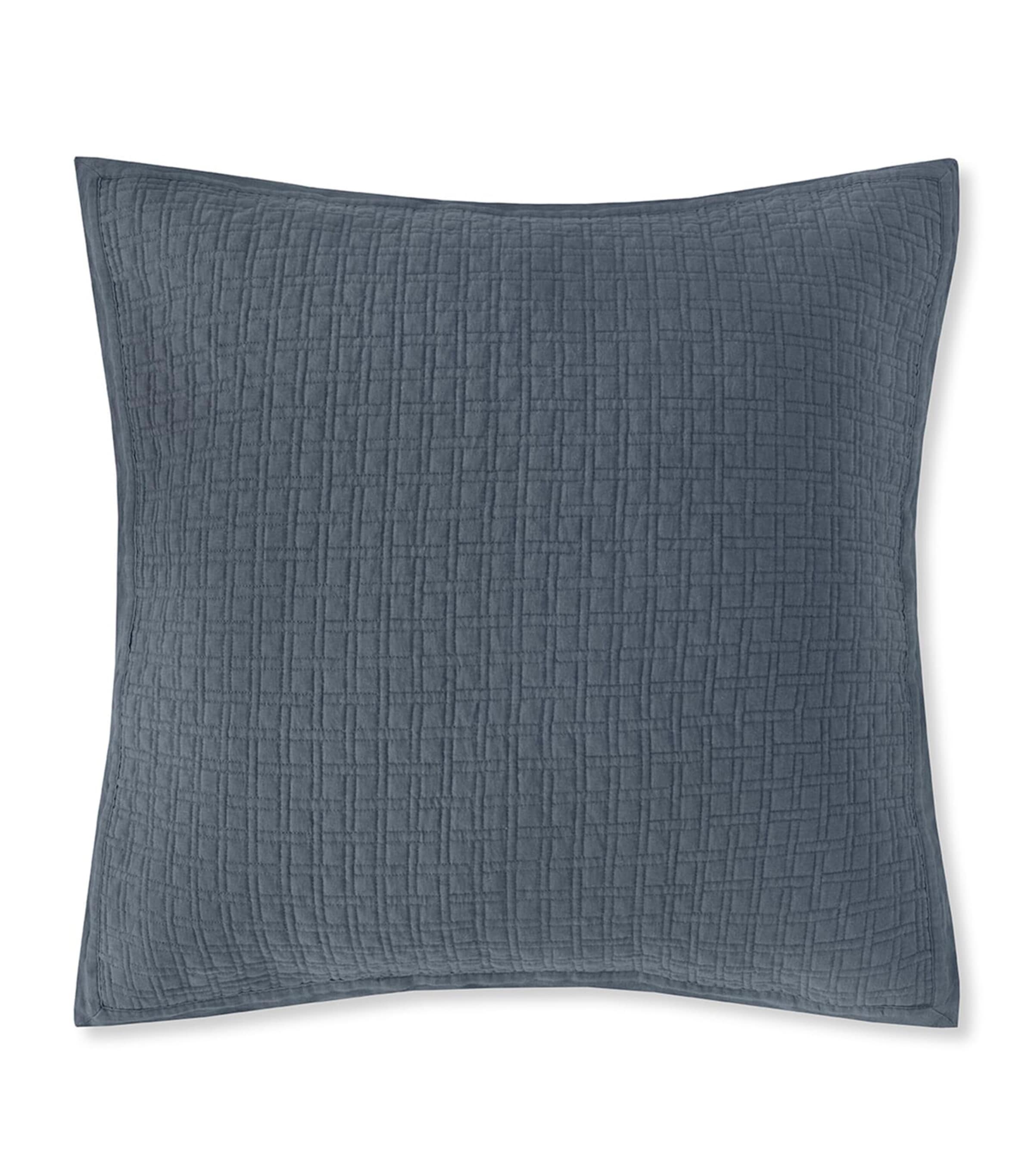 Amalia Linen Quilted Adorno King Oxford Pillowcase (50cm x 75cm) Loch Blue
