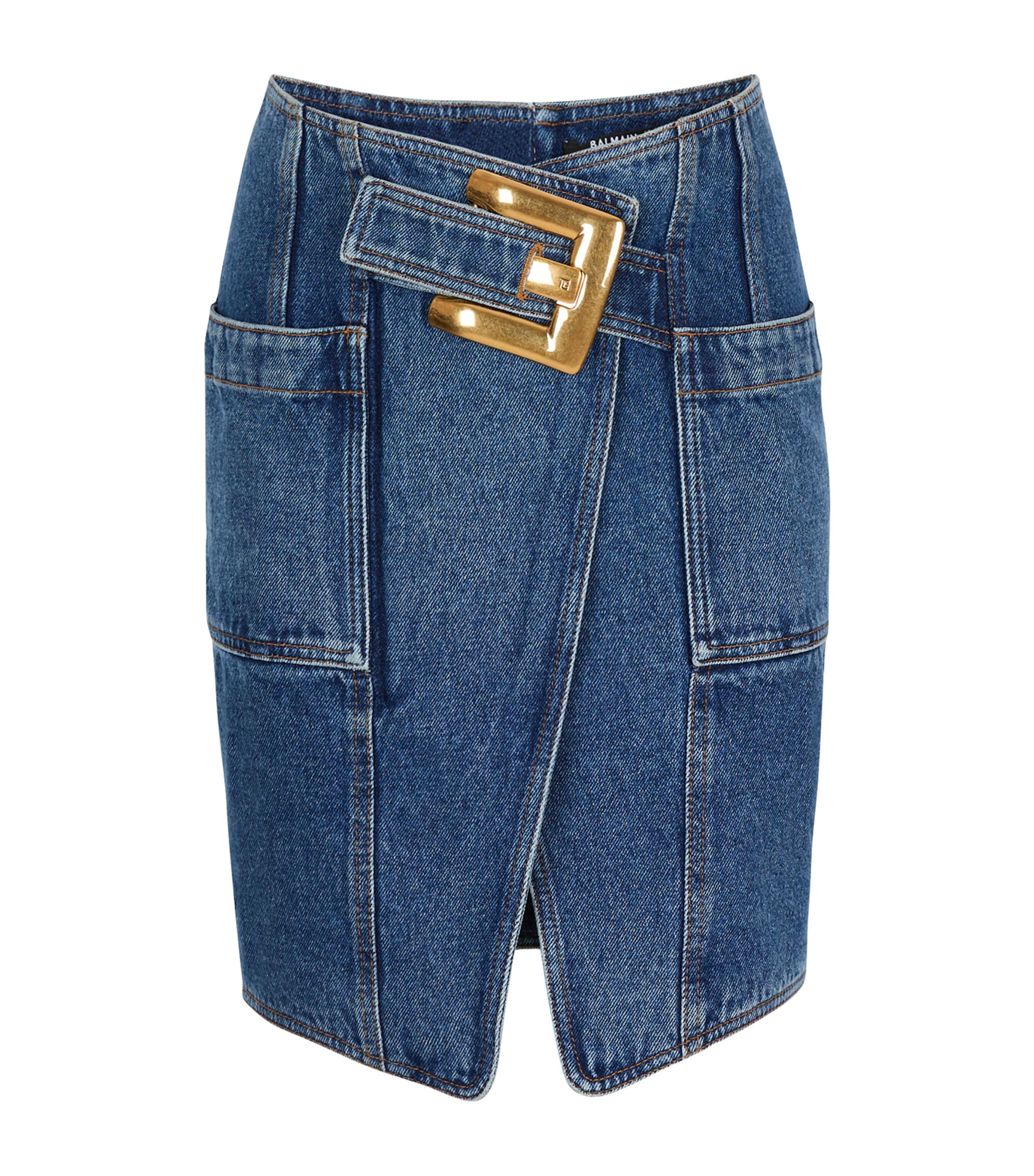 Denim Belted Mini Skirt