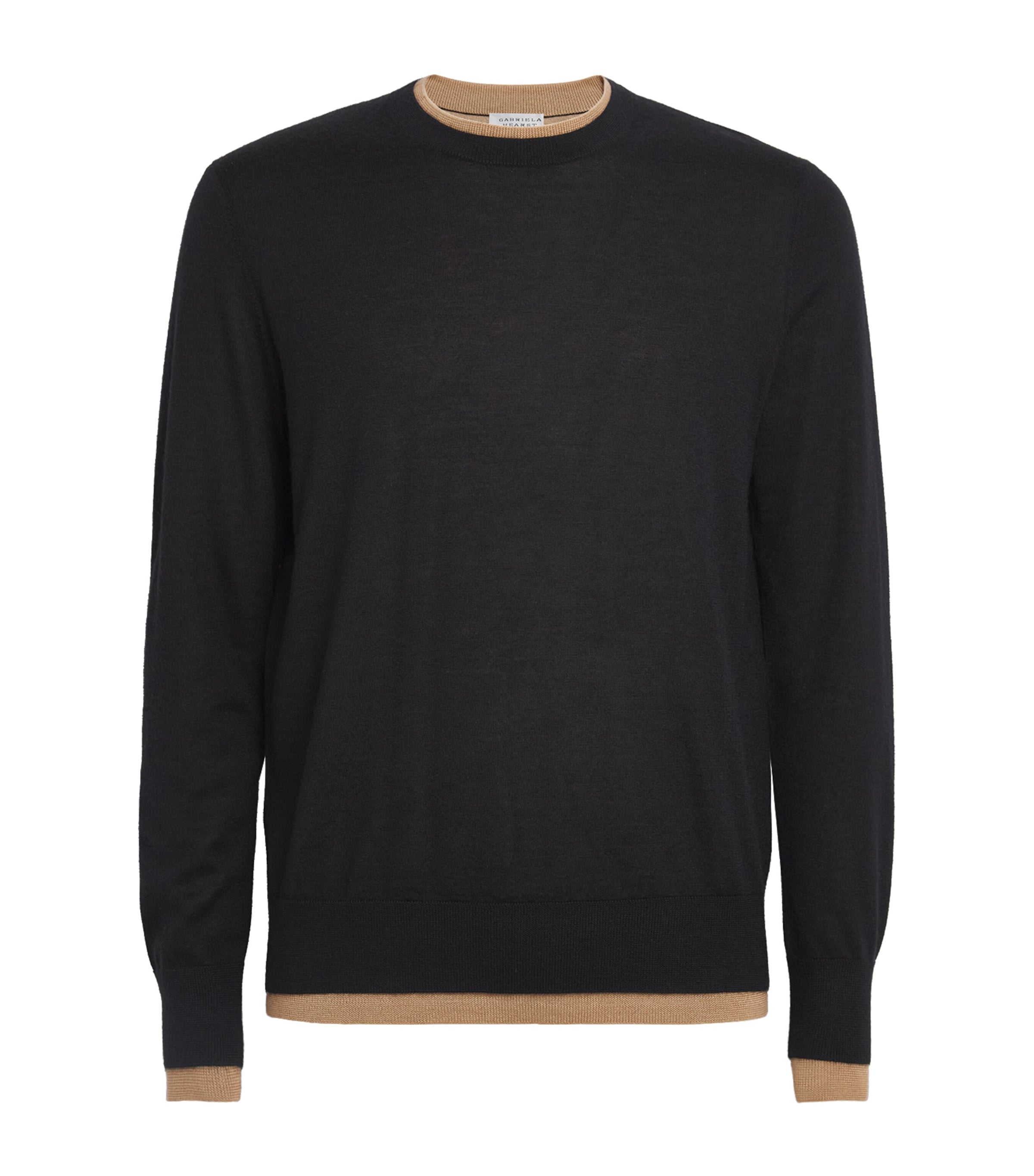 Gabriela Hearst Mens Cashmere-Silk Reversible Wells Sweater Black/camel