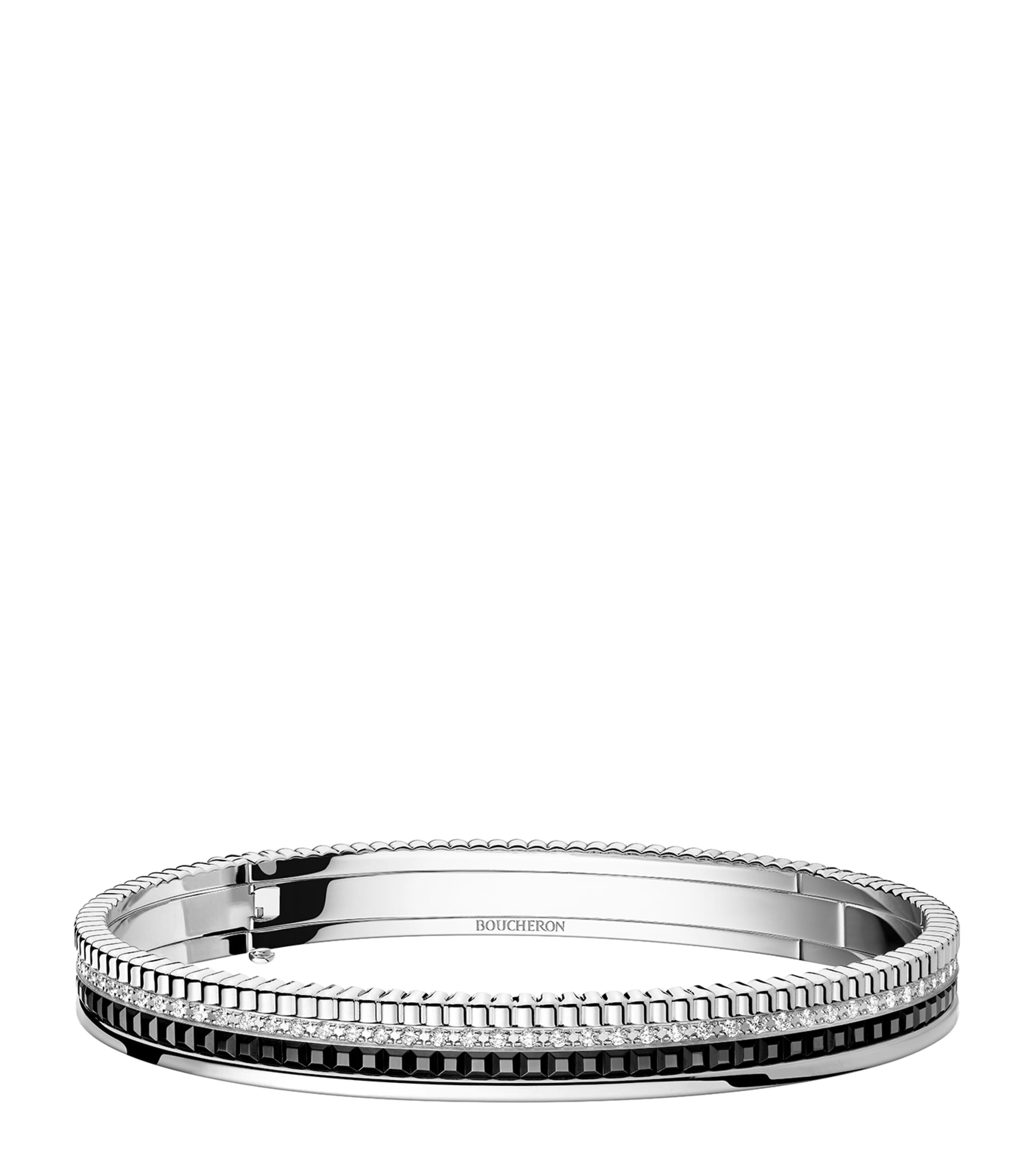 Small White Gold and Diamond Quatre Black Edition Bangle