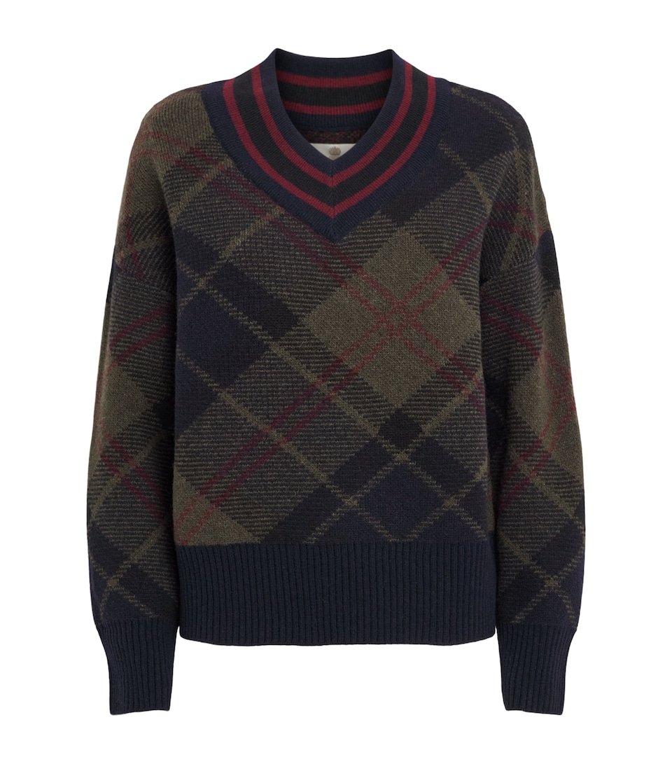 Barbour Womens Wool-Blend Tartan Shae Sweater Shdw Clssc Tartan