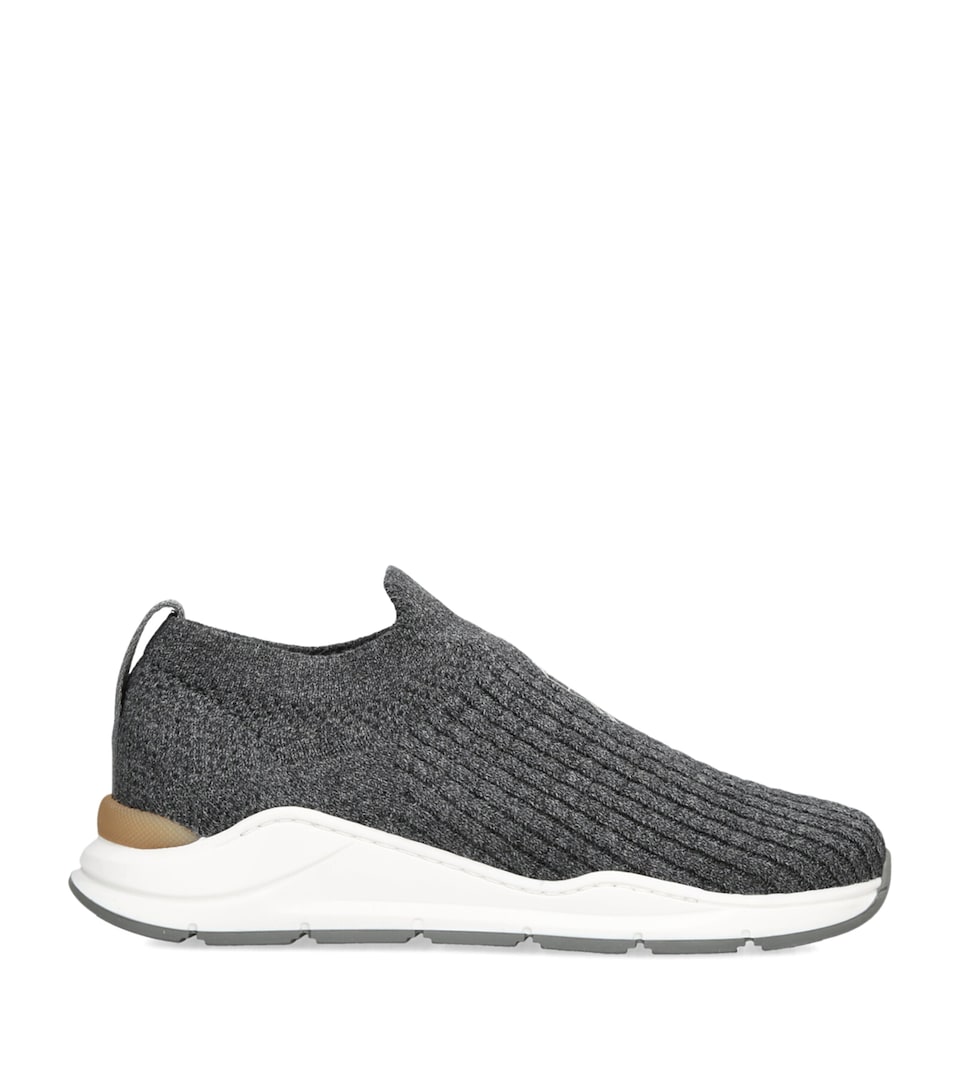 Brunello Cucinelli Kids Knitted Slip-On Sneakers Grey