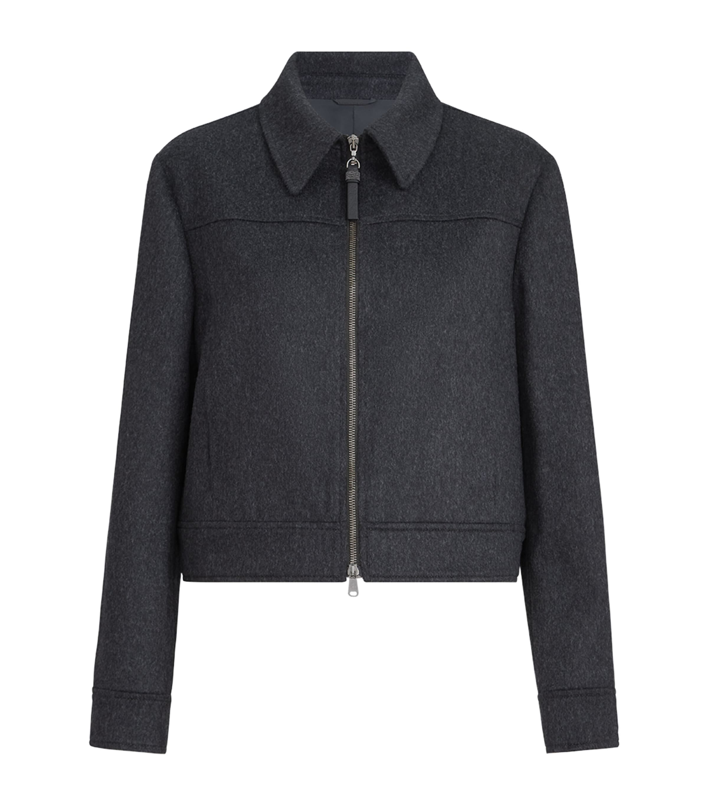 Brunello Cucinelli Womens Wool Monili-Zipper Jacket Antracite