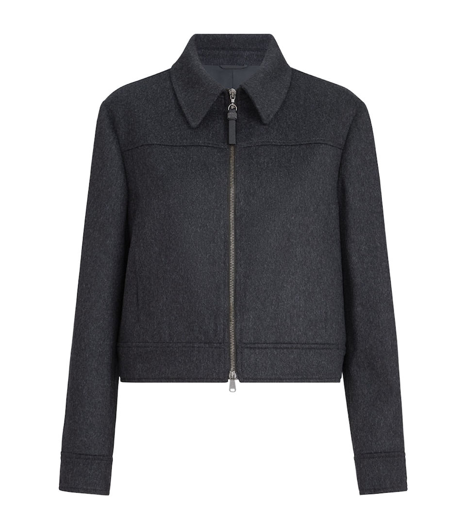Brunello Cucinelli Womens Wool Monili-Zipper Jacket Antracite