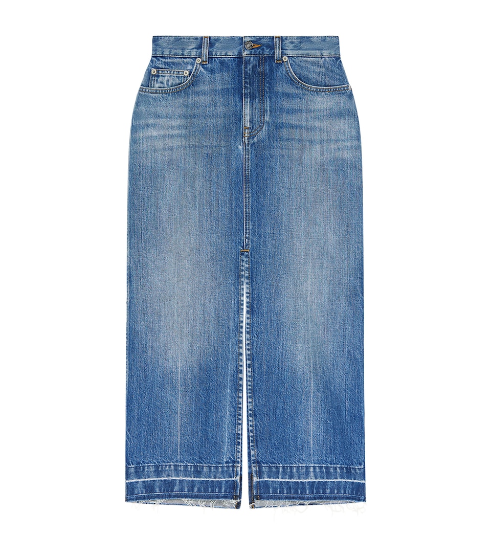Givenchy Womens Denim Midi Skirt Medium Blue