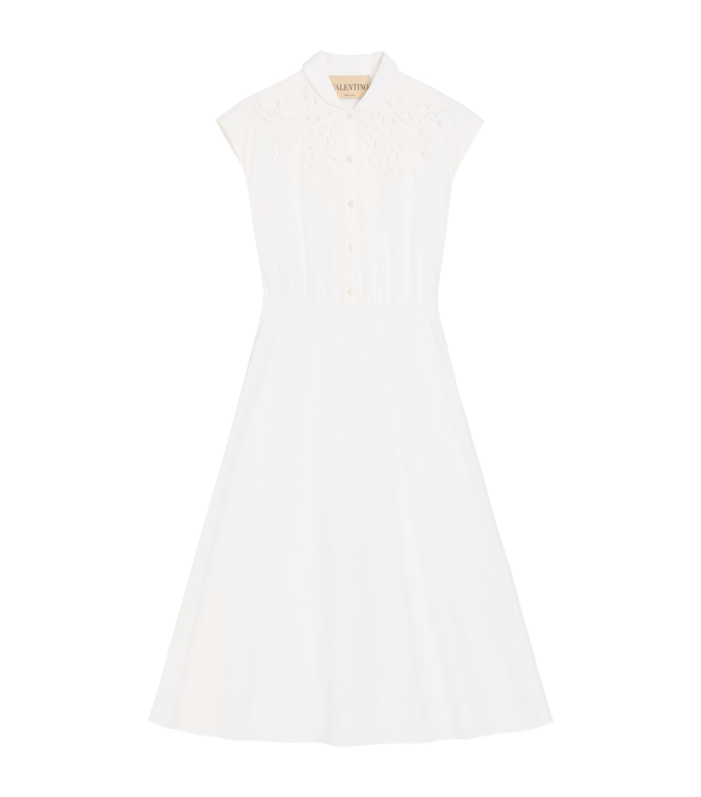 Cotton Poplin Embroidered Midi Dress