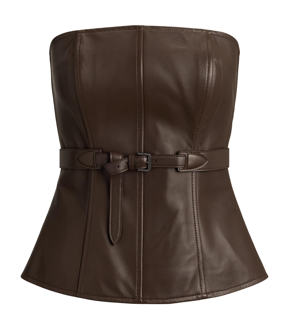 Ralph Lauren Collection Womens Lambskin Jenevieve Bustier Top Sycamore