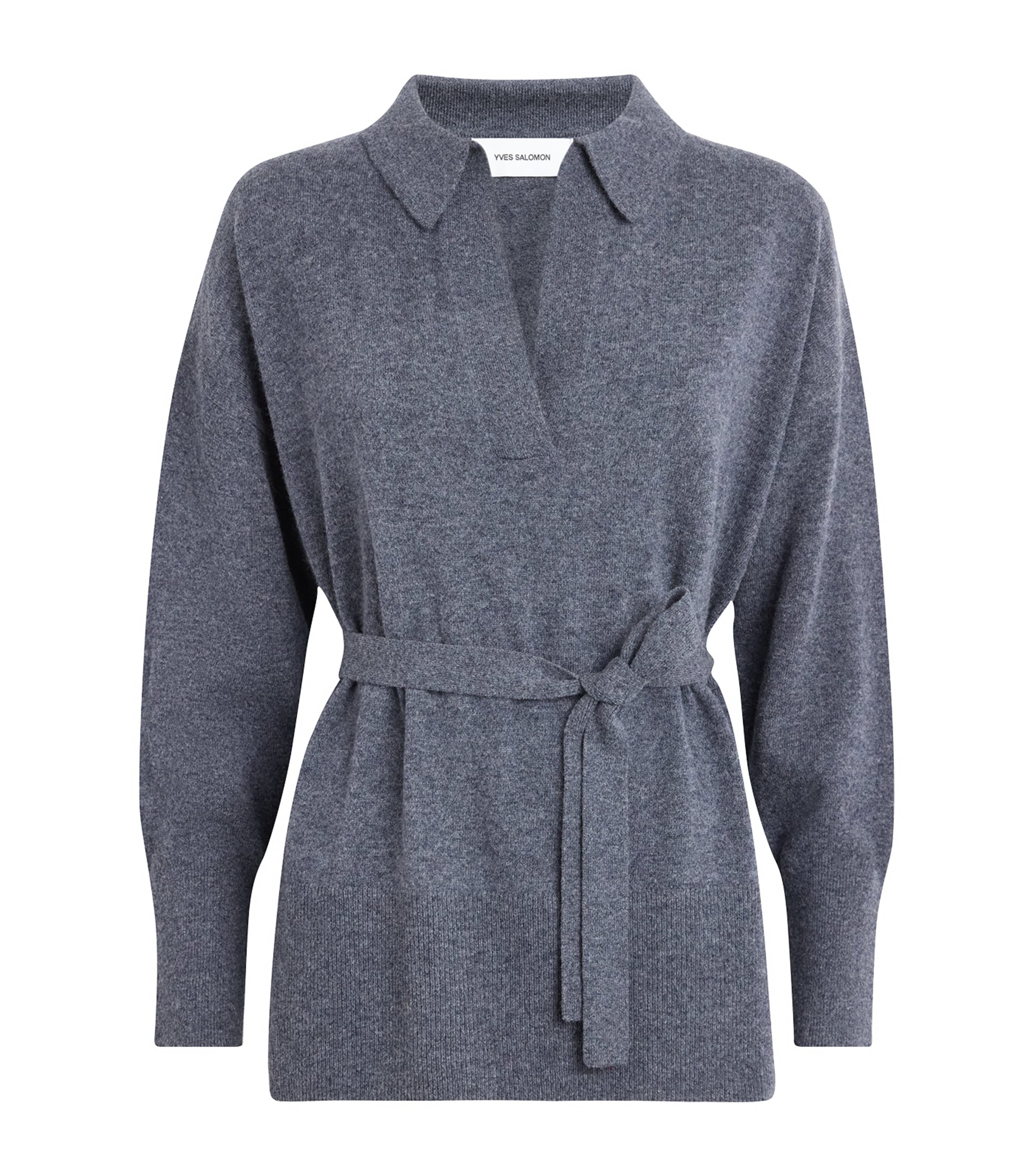 Yves Salomon Womens Merino Wool Belted Sweater