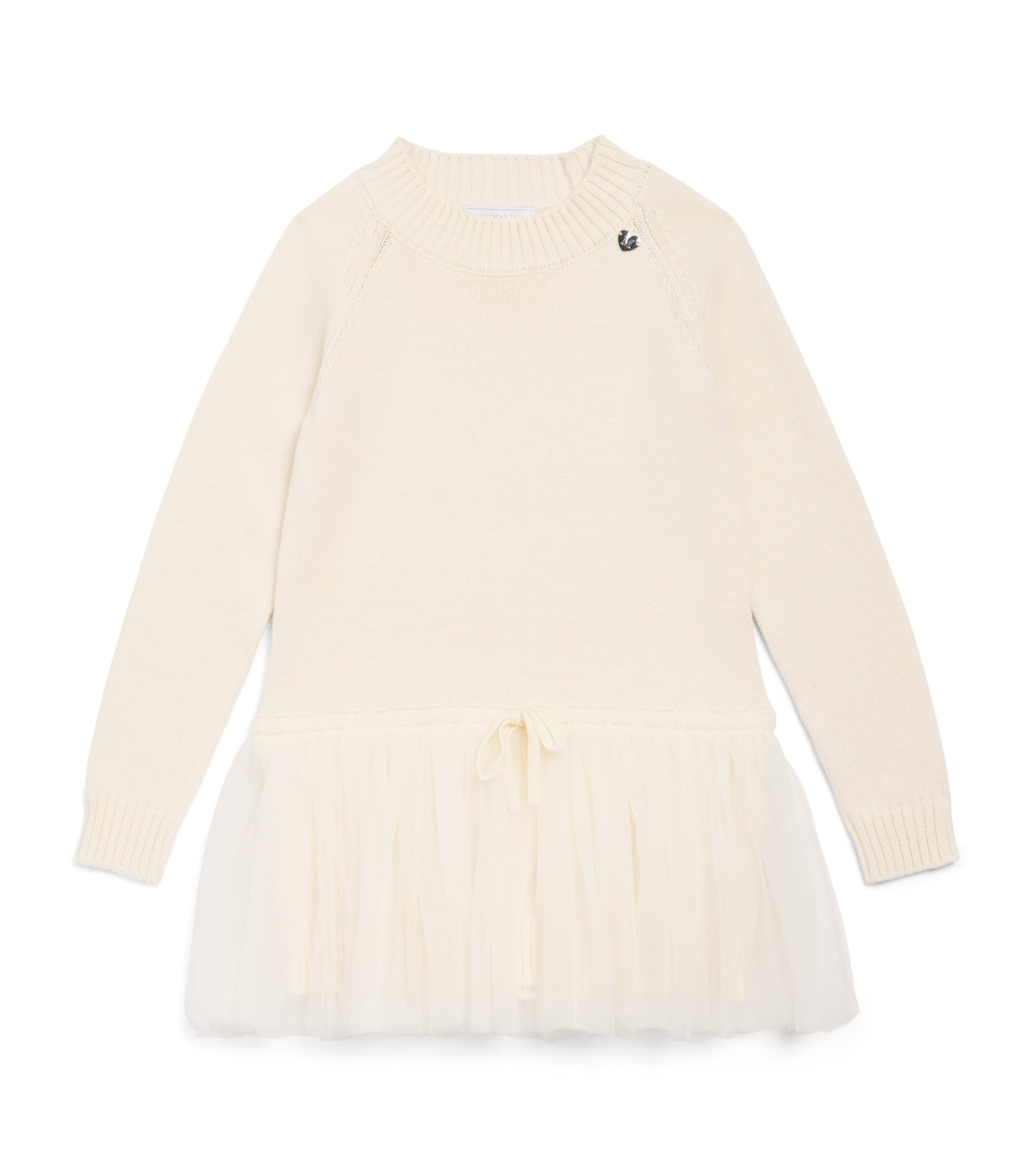 Monnalisa Cotton-Wool Tulle Sweater Dress (2-10 Years) Gardenia