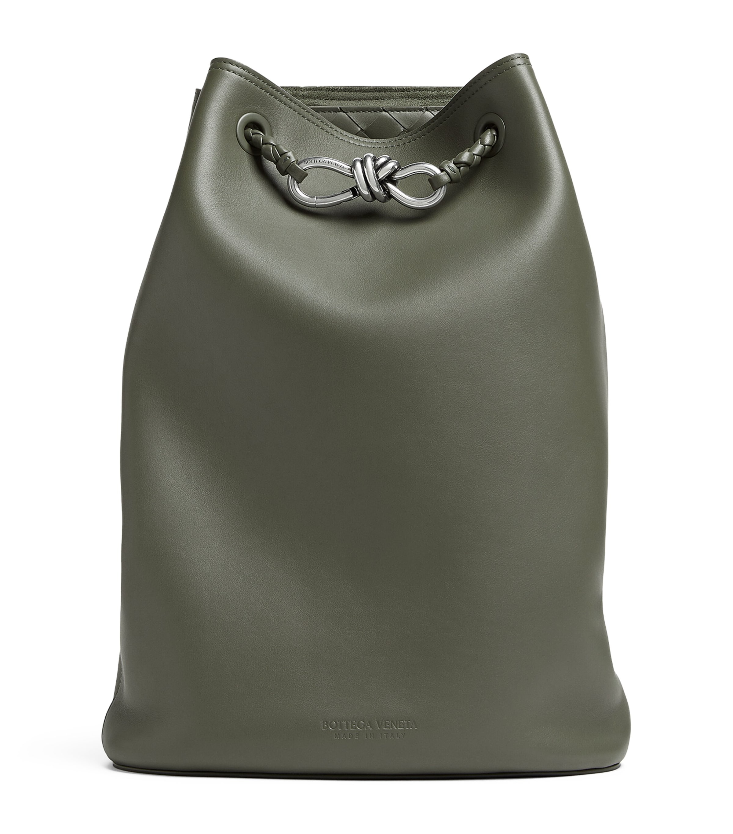 Bottega Veneta Grey Leather Andiamo Backpack | Harrods US