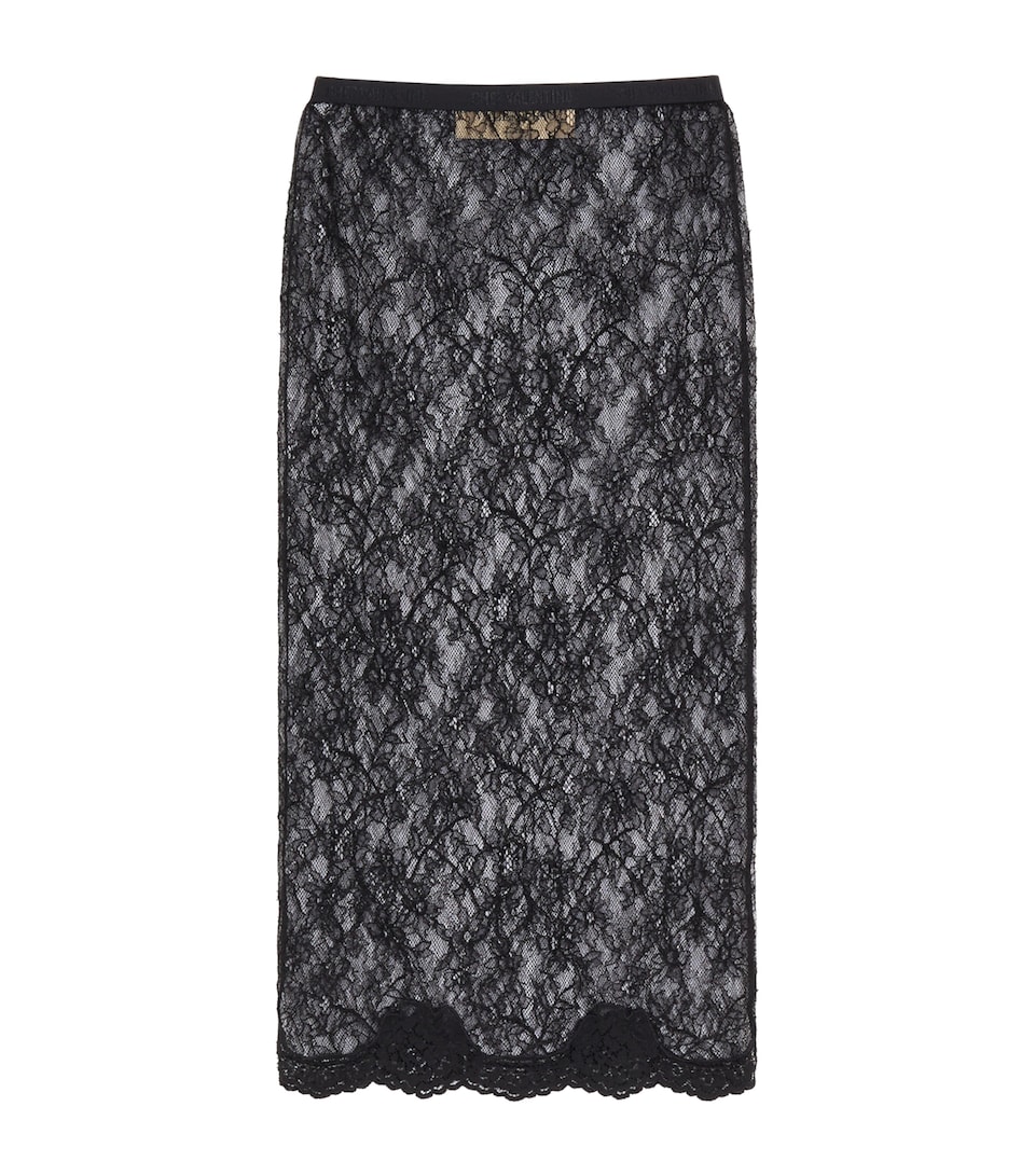 Valentino Womens Lace Midi Pencil Skirt