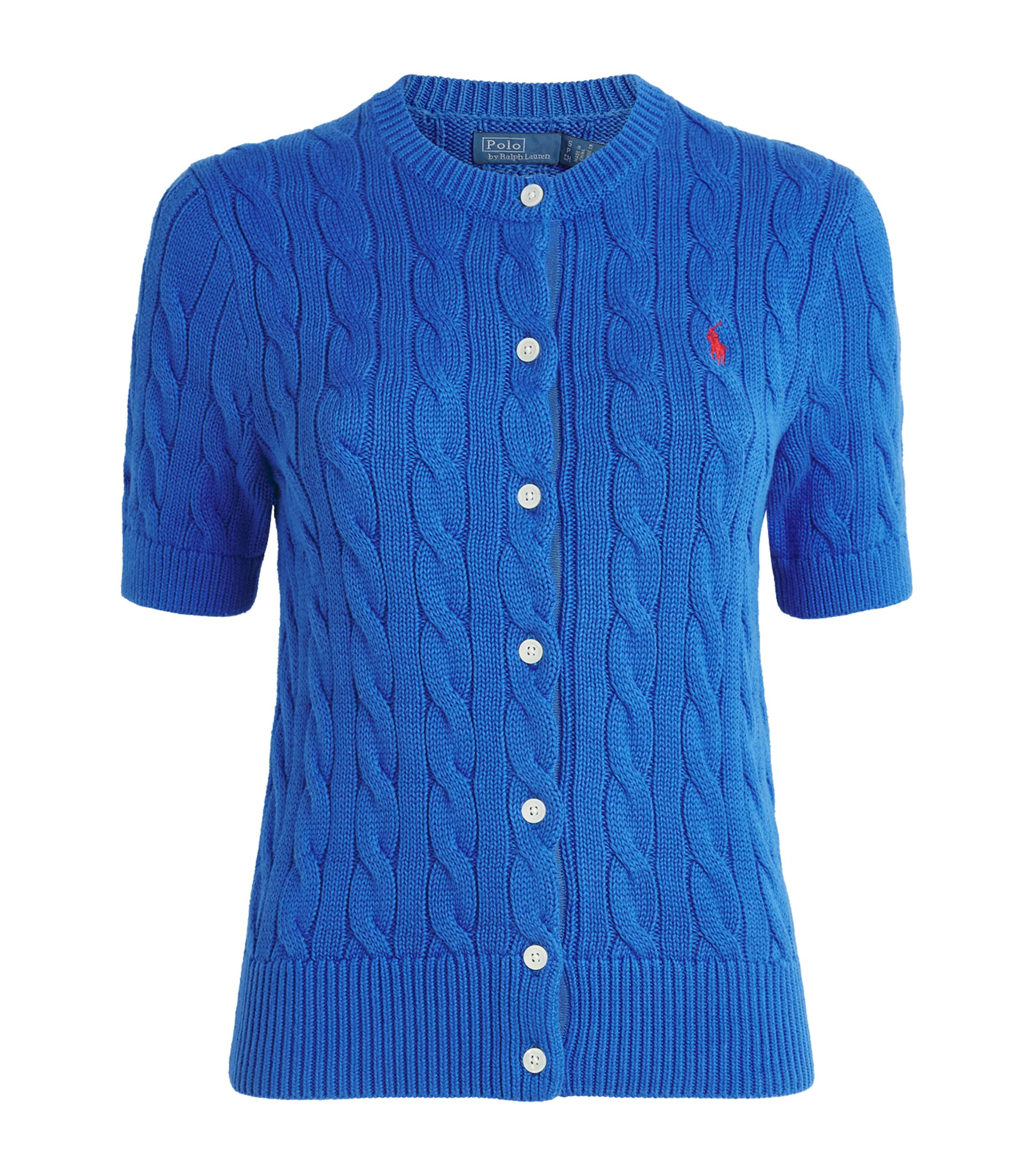 Polo Ralph Lauren Womens Cotton Cable-Knit Cardigan Gala Blue