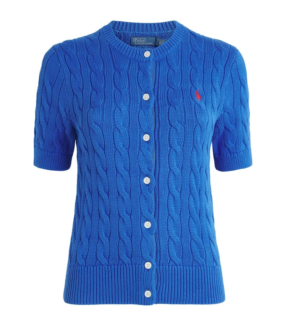 Polo Ralph Lauren Womens Cotton Cable-Knit Cardigan Gala Blue