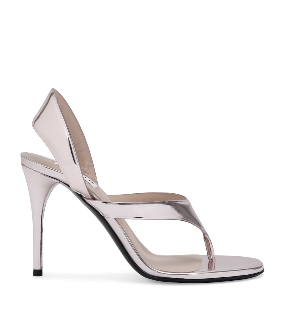 Leather Tong Heeled Sandals 90