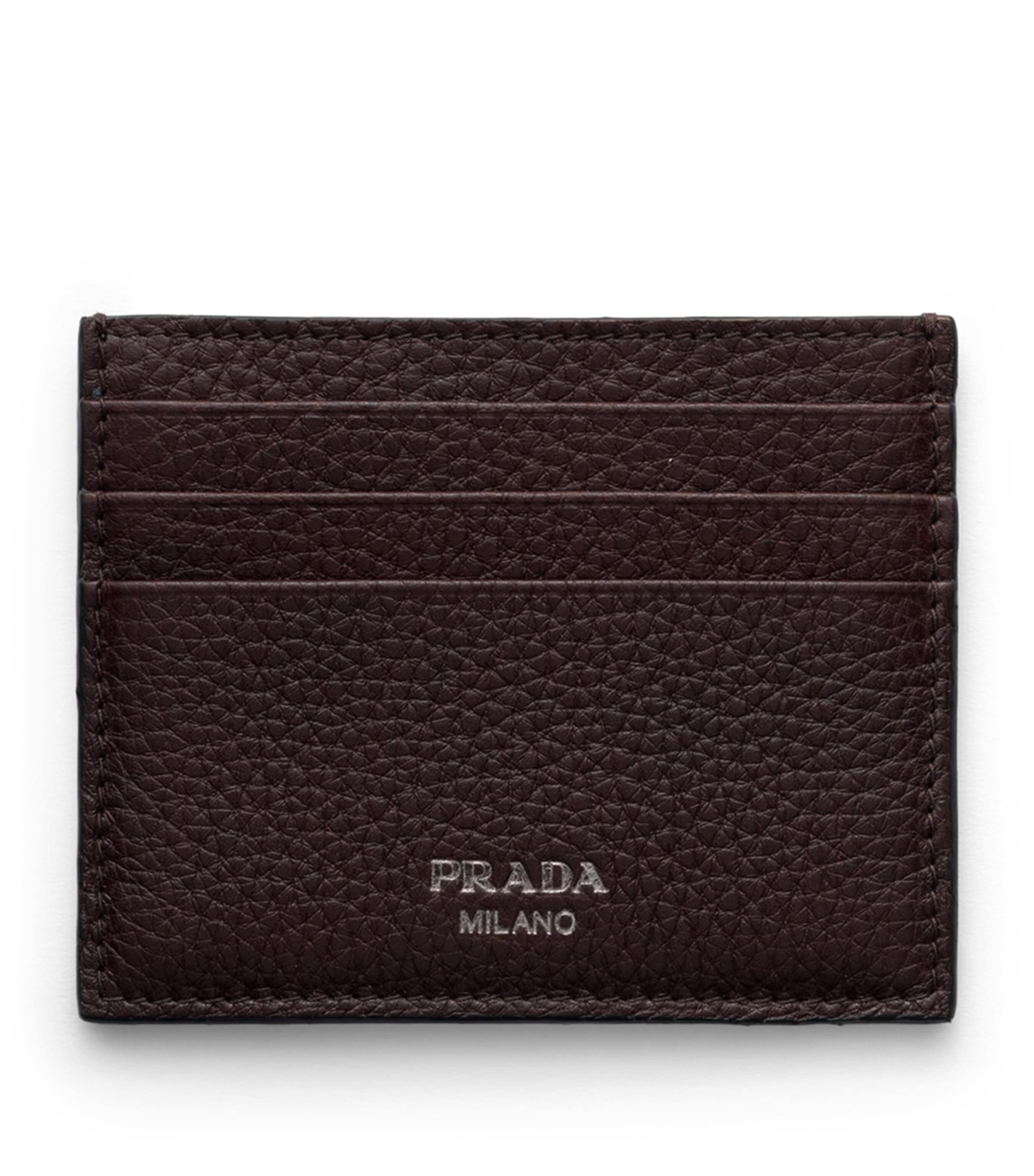 Prada Leather Card Holder Brown