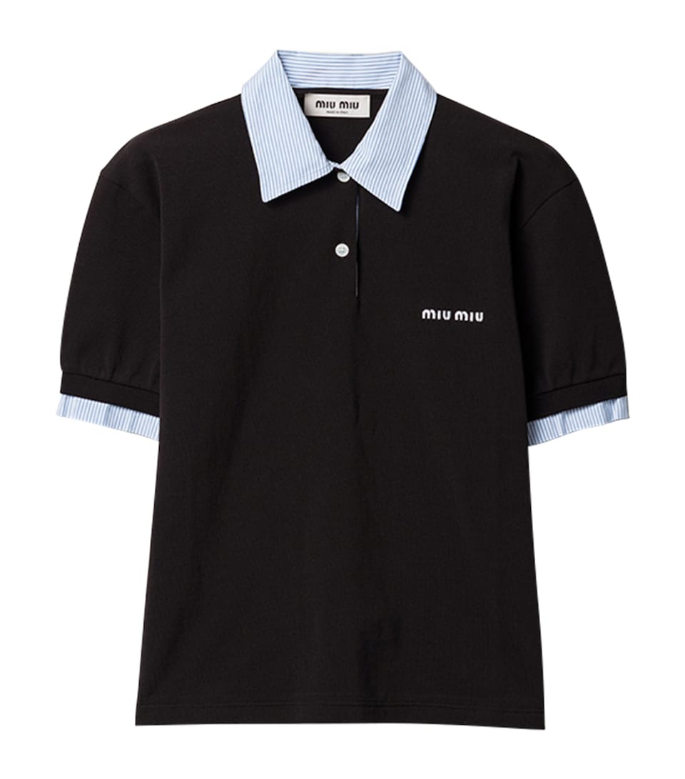 Cotton Contrast Collar Polo Shirt